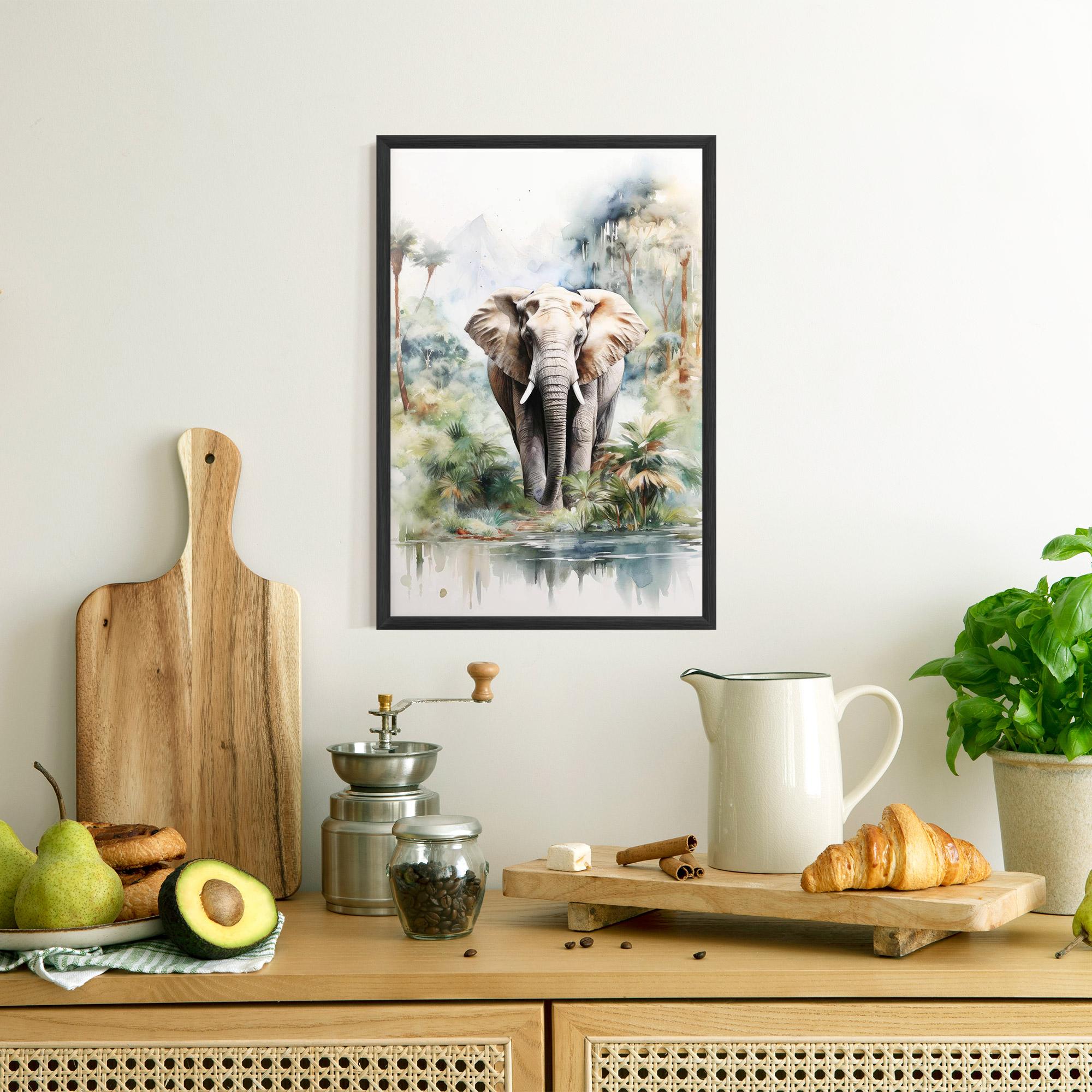 Poster Înrămat Wild Watercolor Elephant mockup 8