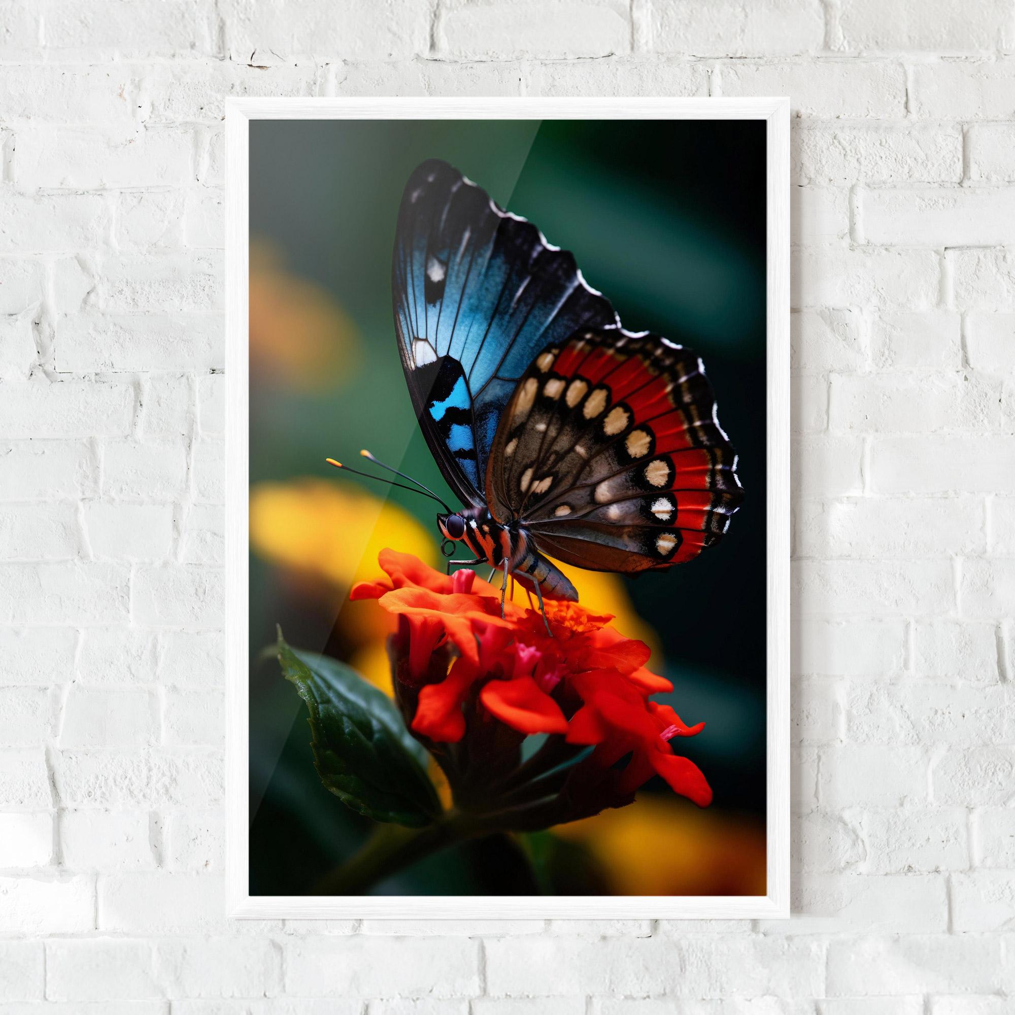 Poster Înrămat Blue Red Butterfly mockup 0