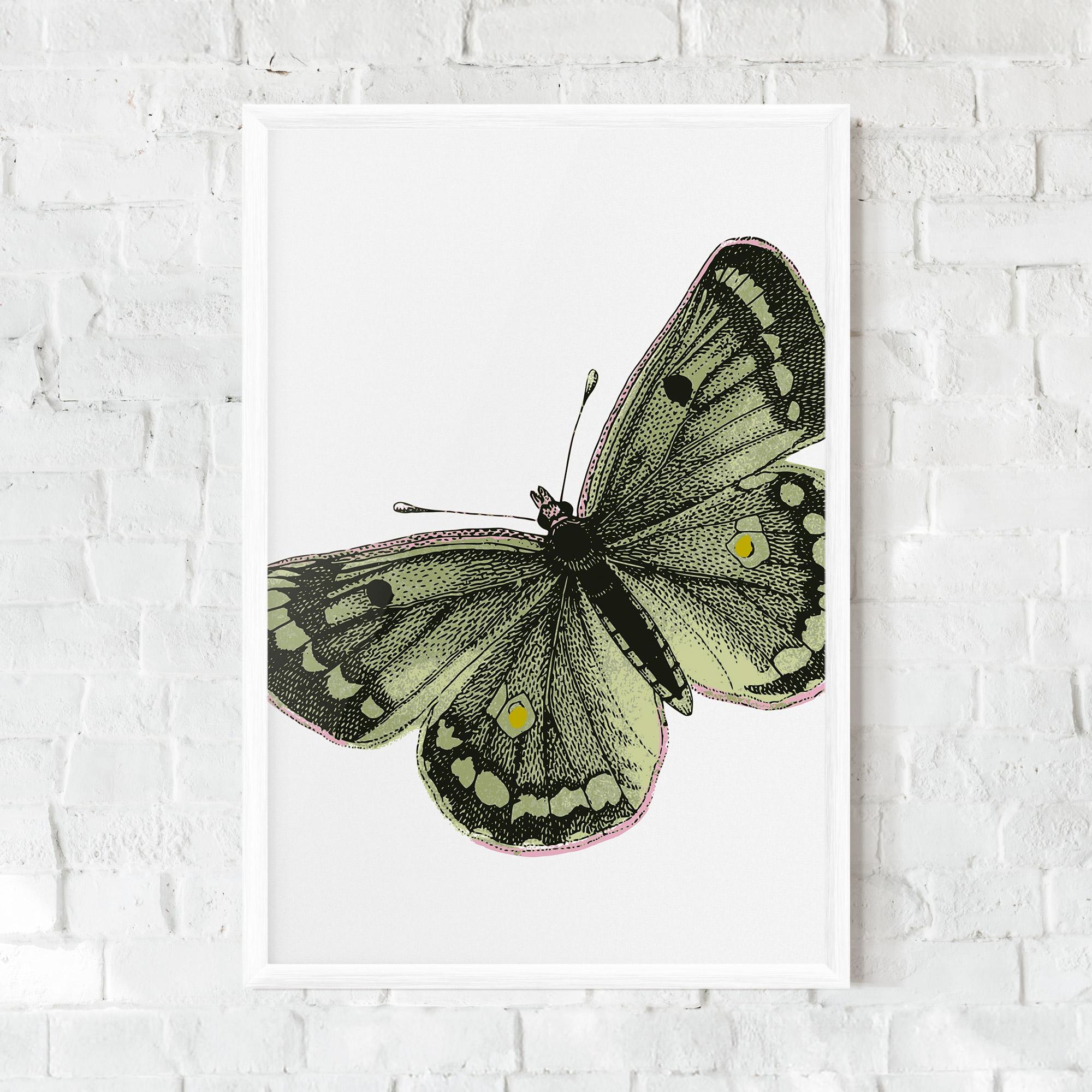 Poster Înrămat Grey Yellow Butterfly mockup 0