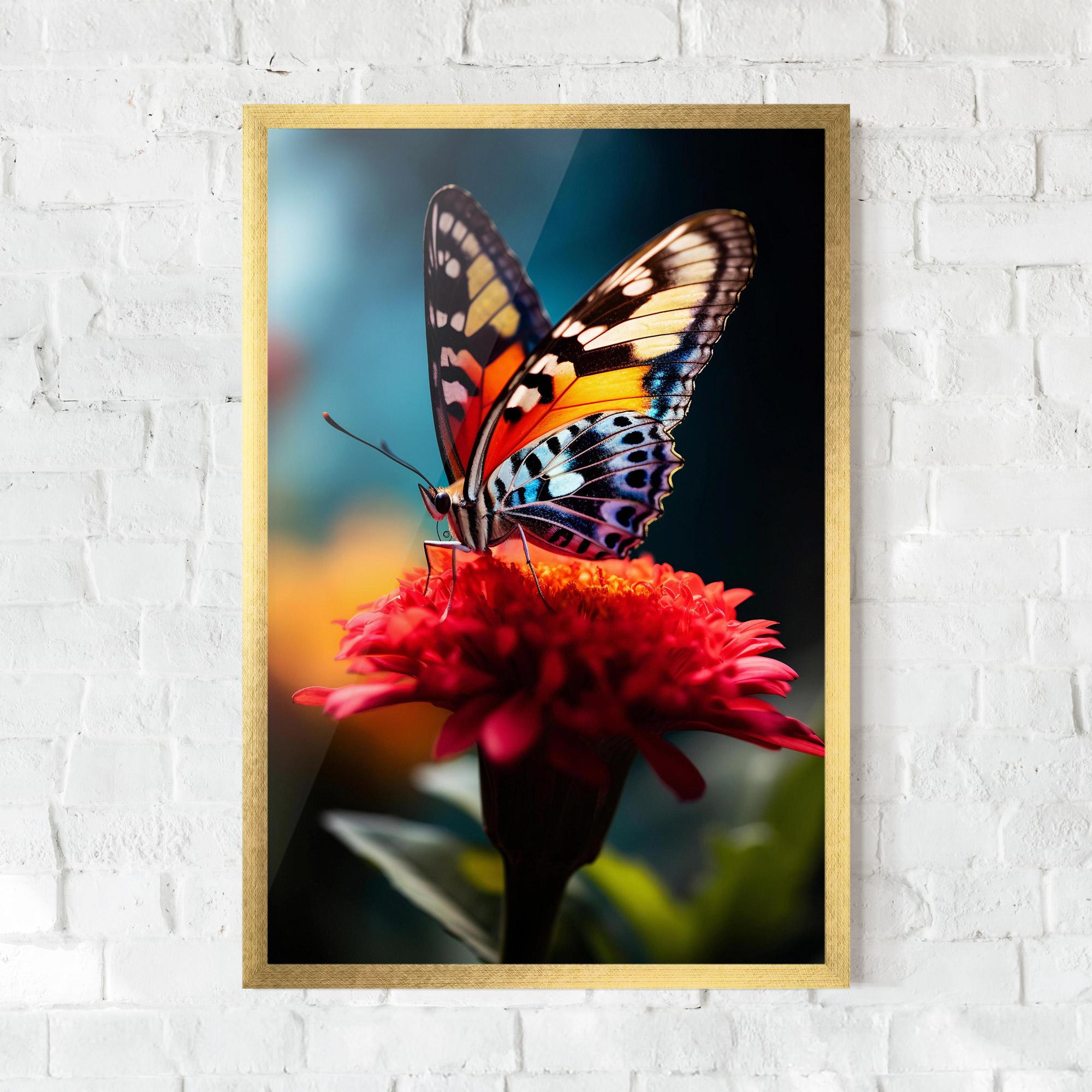 Poster Înrămat Blue Yellow Butterfly mockup 0