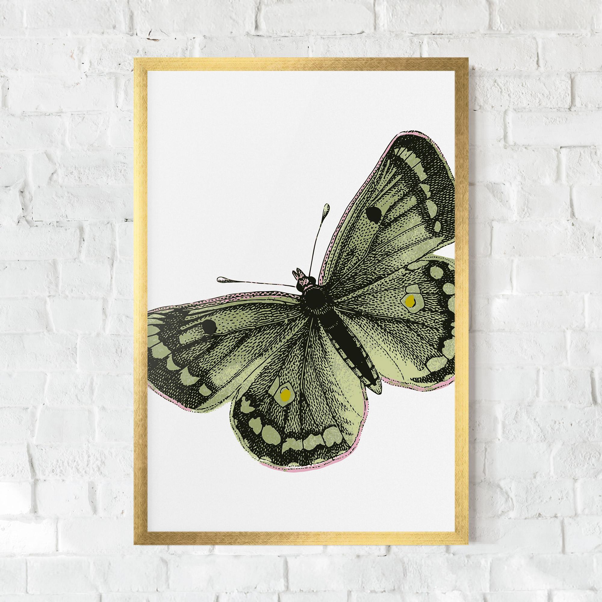 Poster Înrămat Grey Yellow Butterfly mockup 0