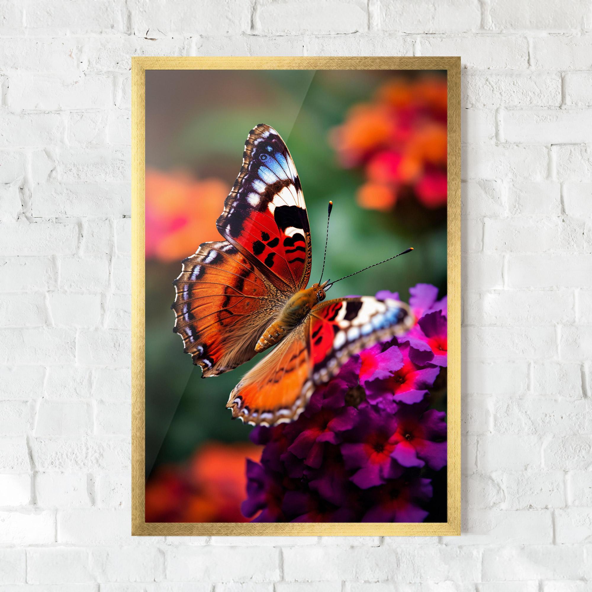 Poster Înrămat Red Blue Butterfly mockup 0