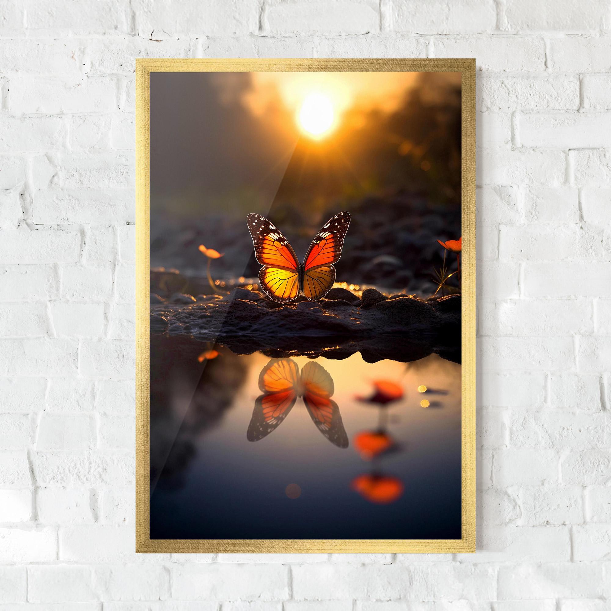 Poster Înrămat Sun Water Butterfly mockup 0