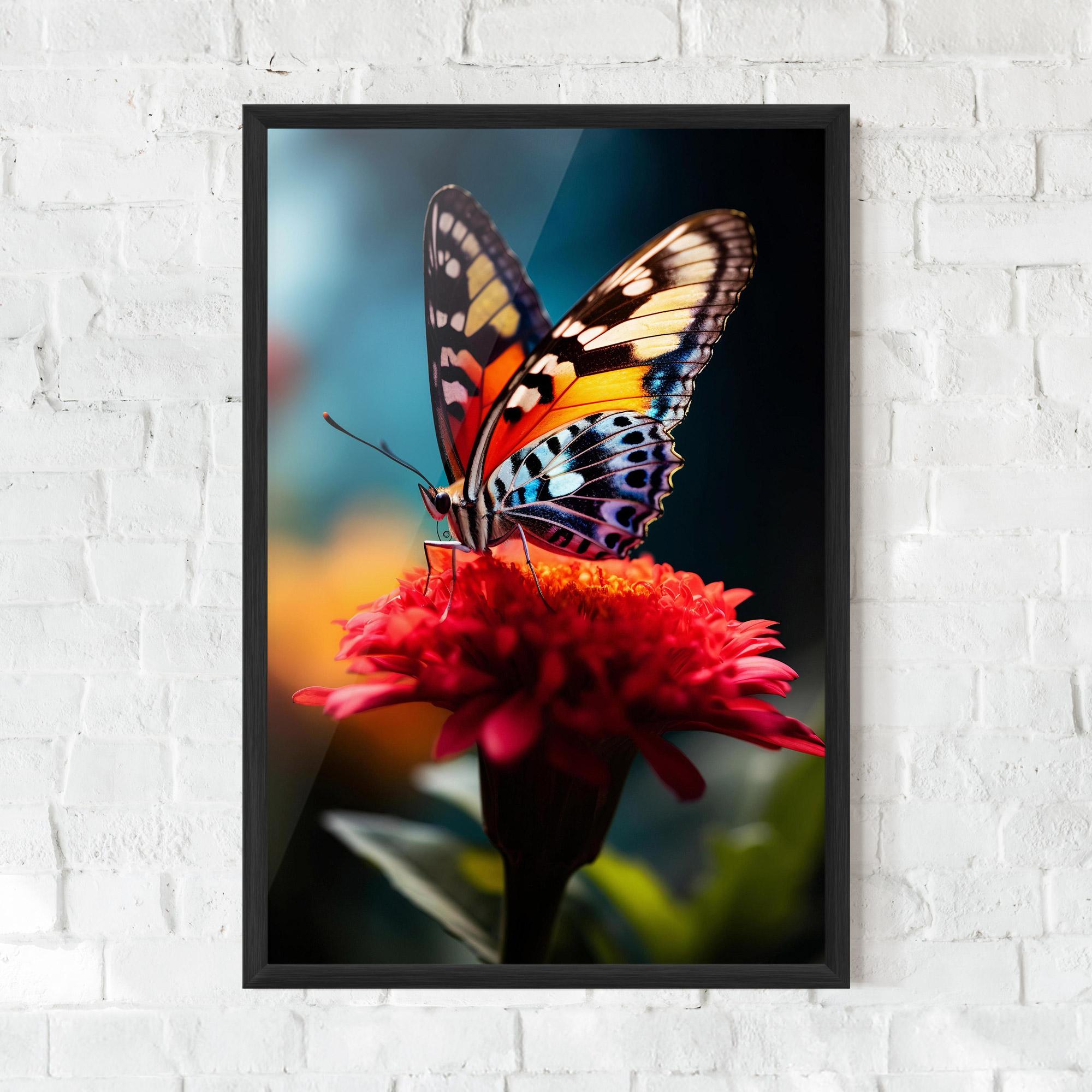 Poster Înrămat Blue Yellow Butterfly mockup 0