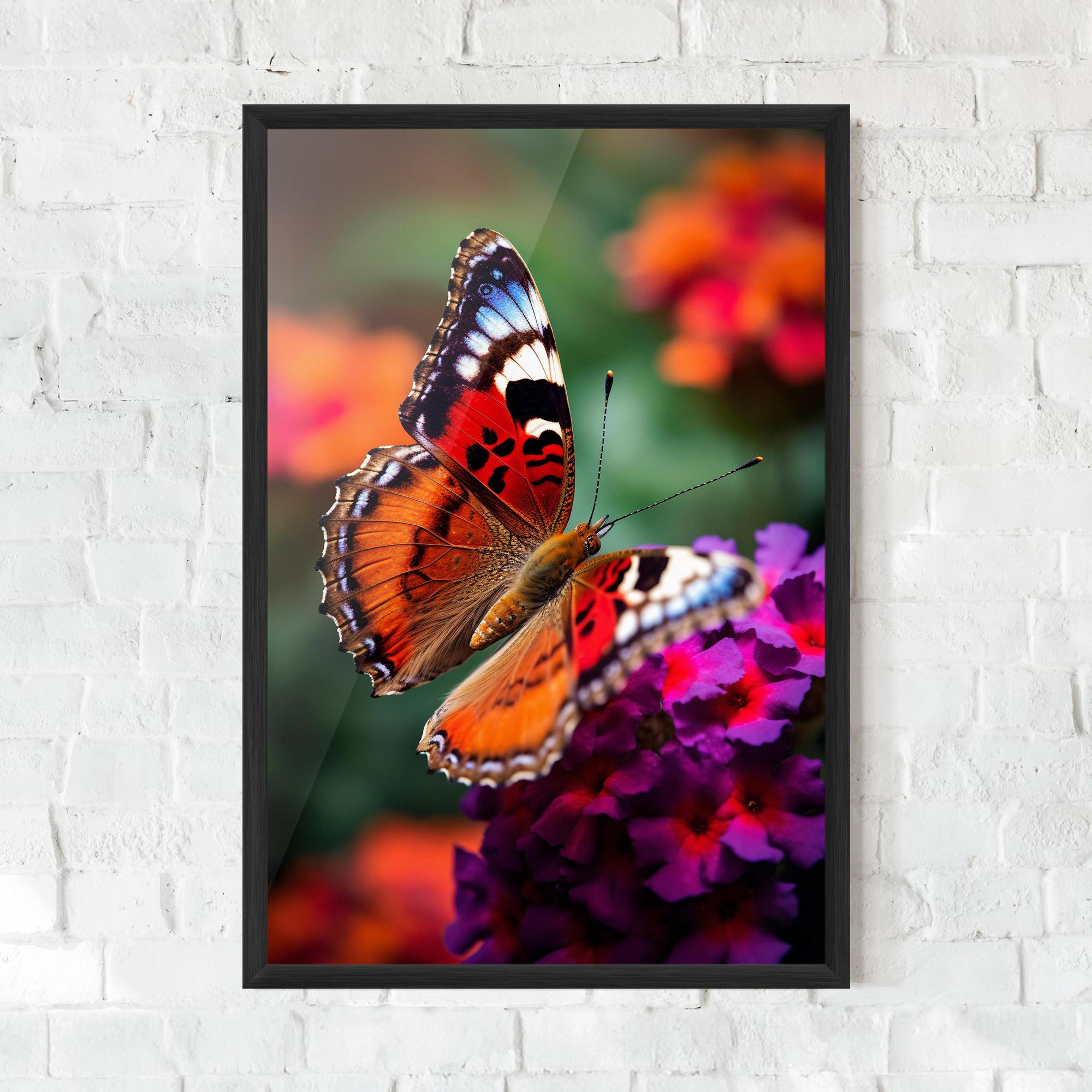 Poster Înrămat Red Blue Butterfly mockup 0