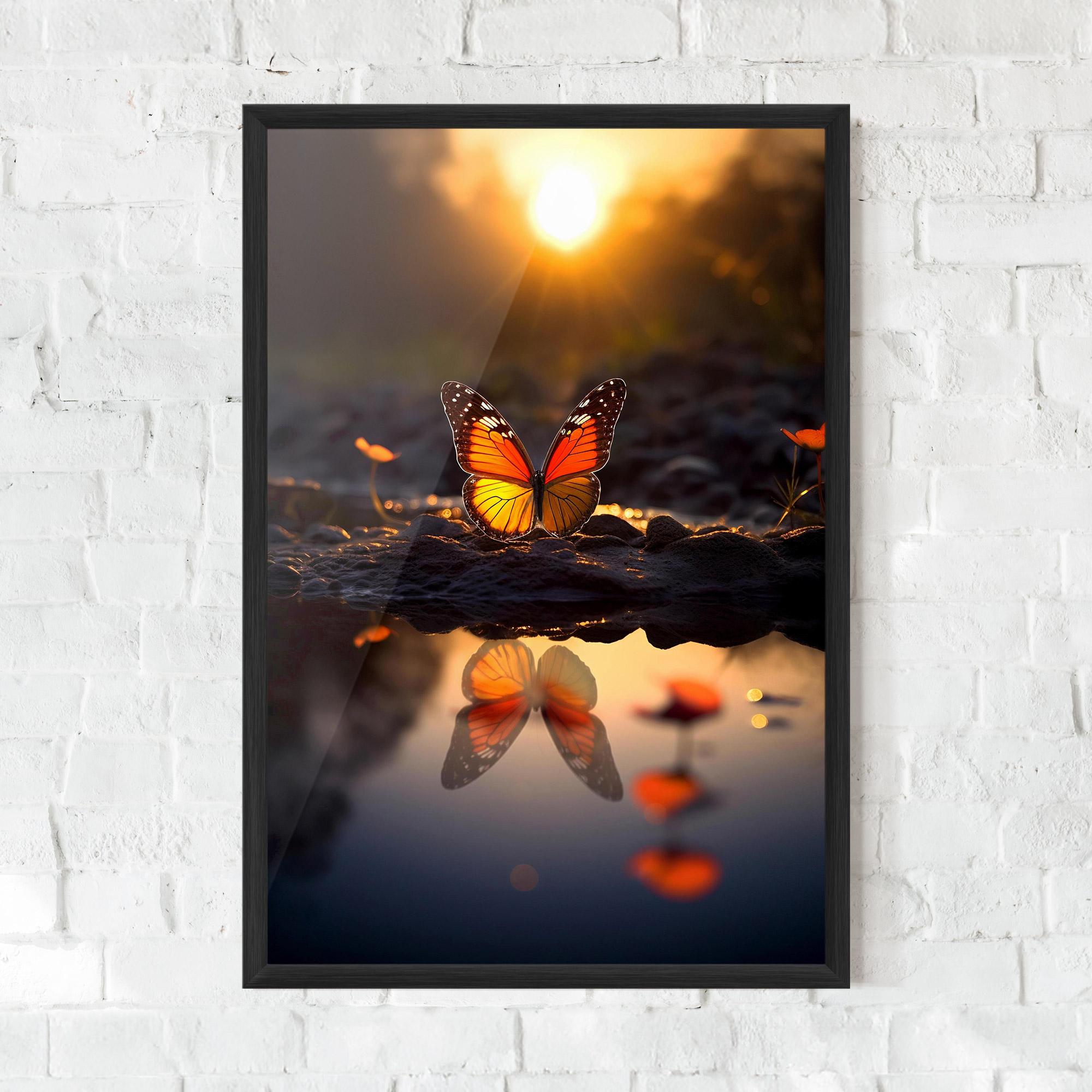 Poster Înrămat Sun Water Butterfly mockup 0