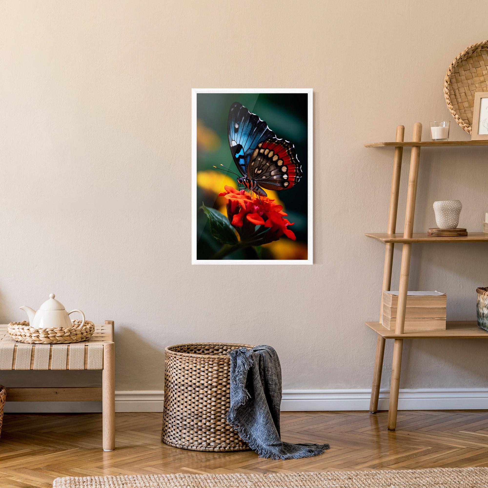 Poster Înrămat Blue Red Butterfly mockup 9