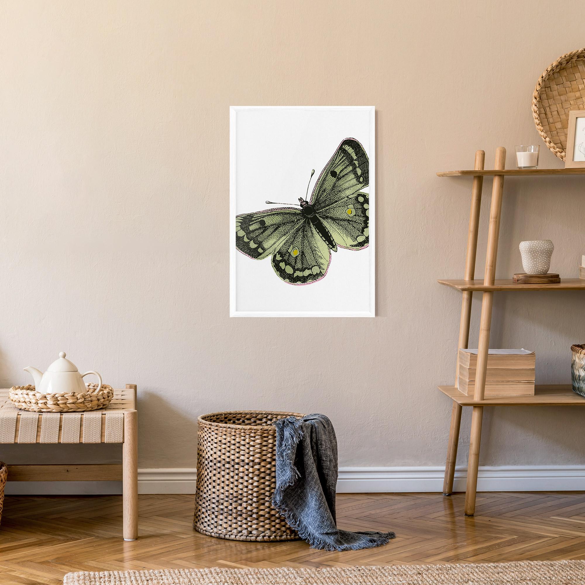 Poster Înrămat Grey Yellow Butterfly mockup 9