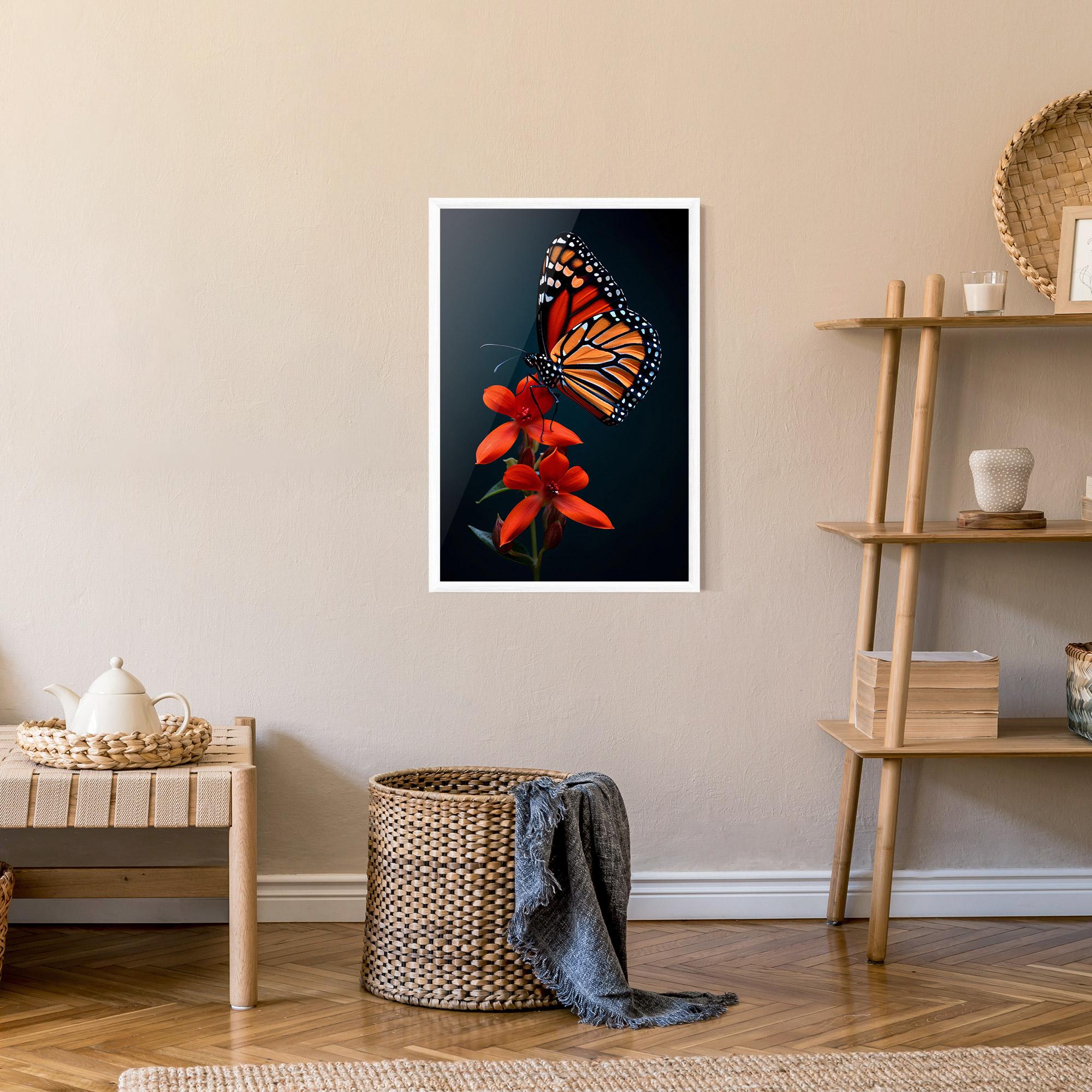 Poster Înrămat Red Flower Butterfly mockup 9