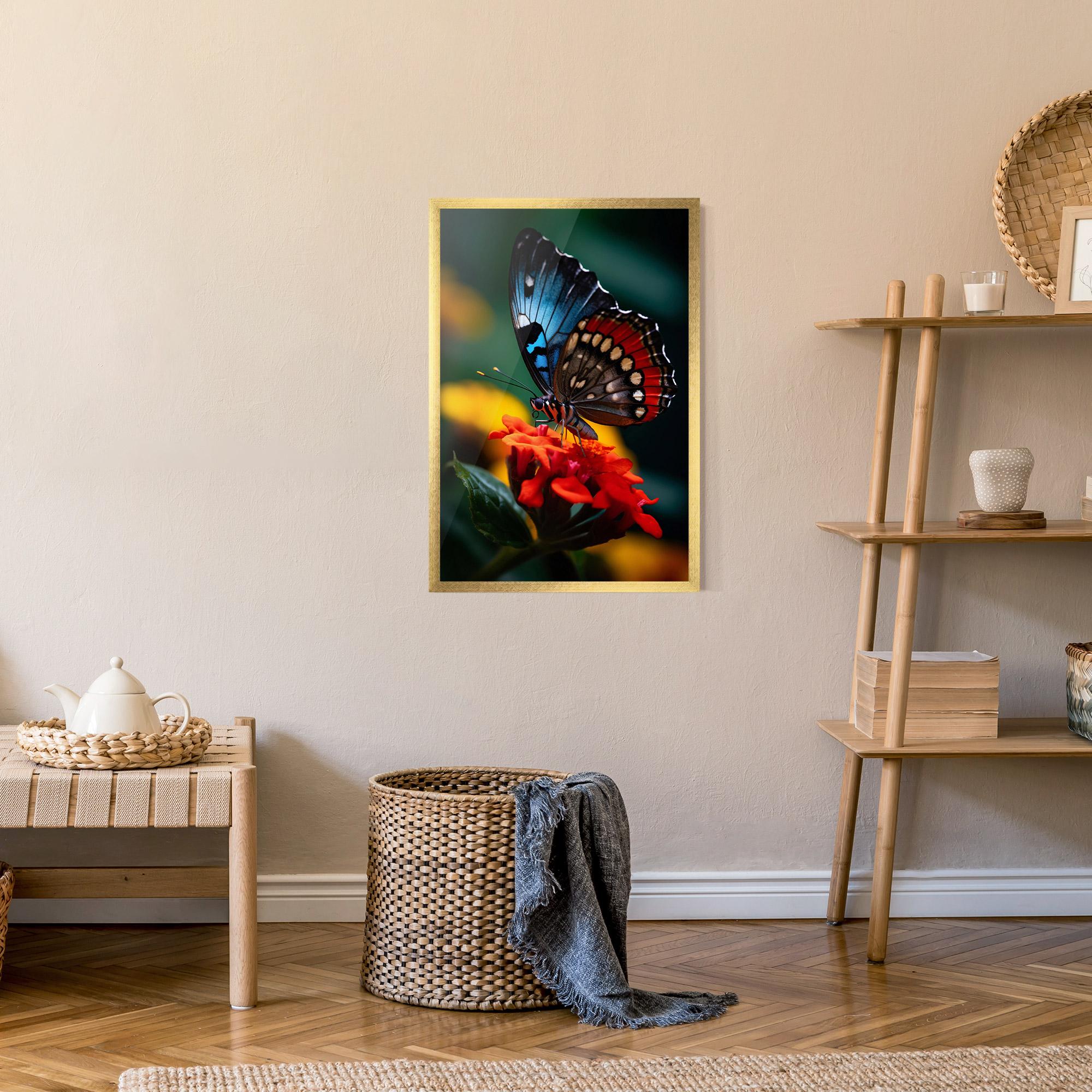 Poster Înrămat Blue Red Butterfly mockup 9