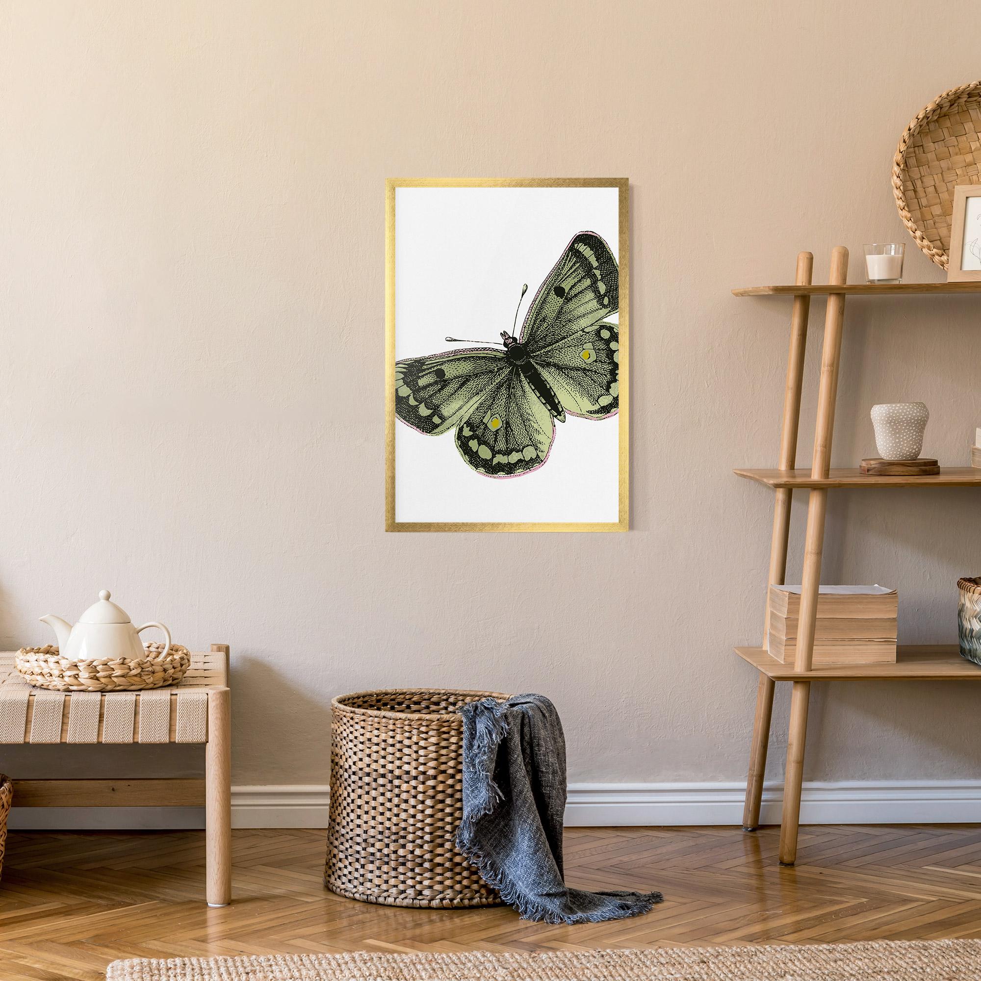 Poster Înrămat Grey Yellow Butterfly mockup 9