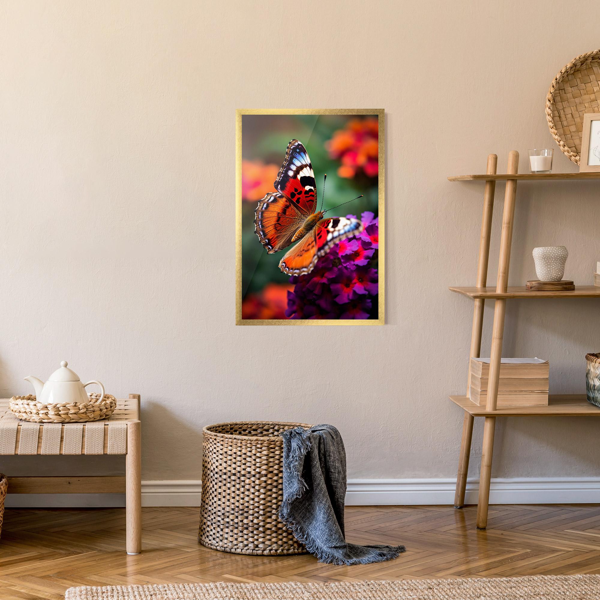 Poster Înrămat Red Blue Butterfly mockup 9