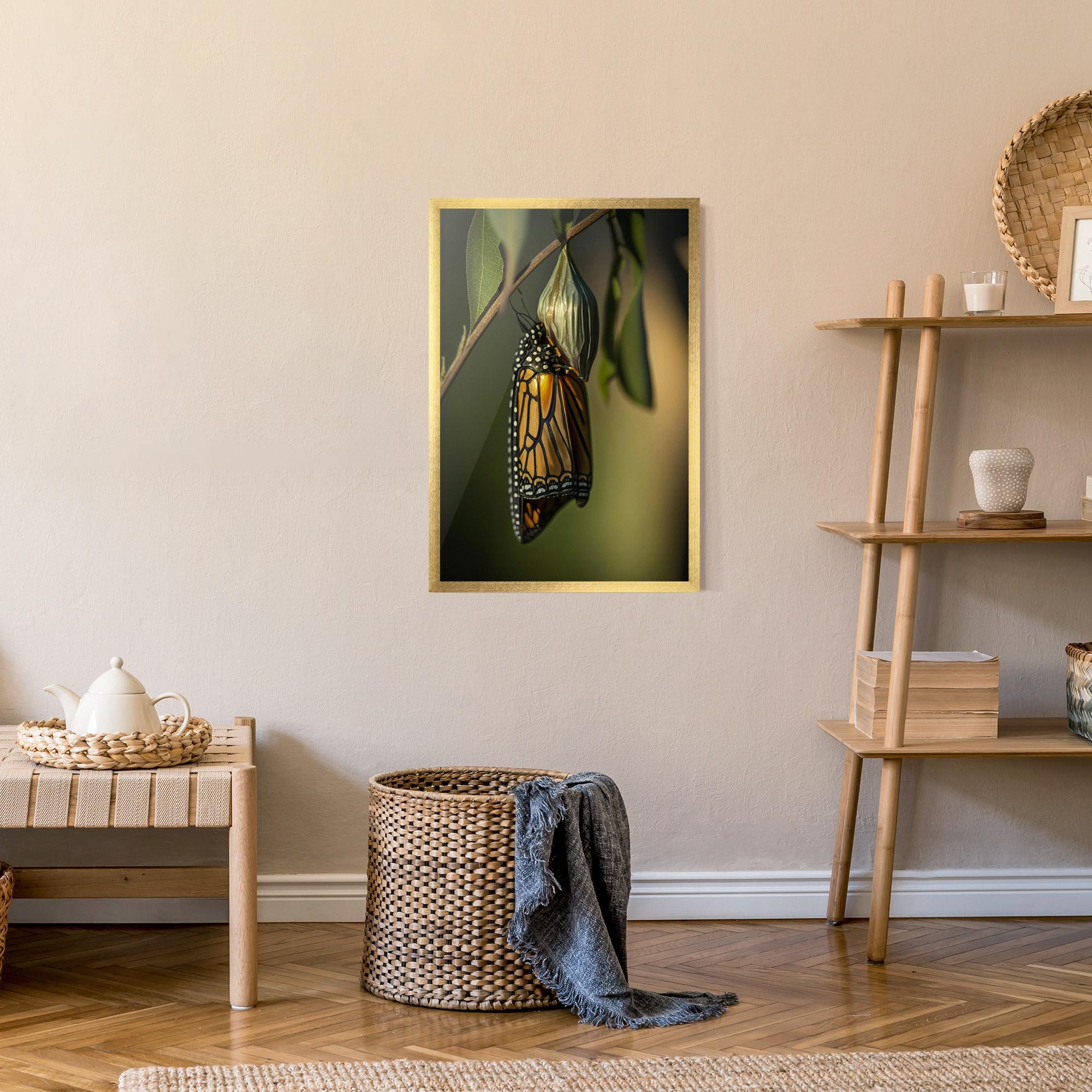 Poster Înrămat Yellow Black Butterfly mockup 9