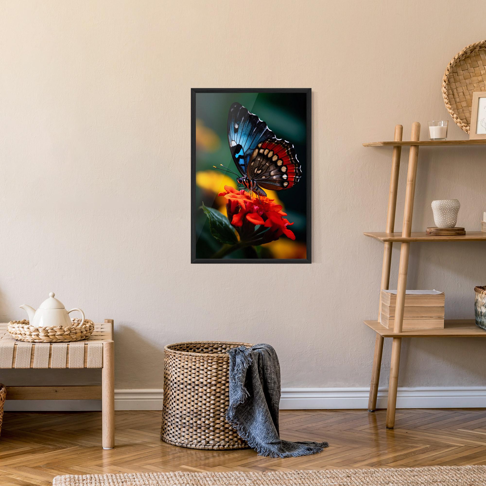 Poster Înrămat Blue Red Butterfly mockup 9