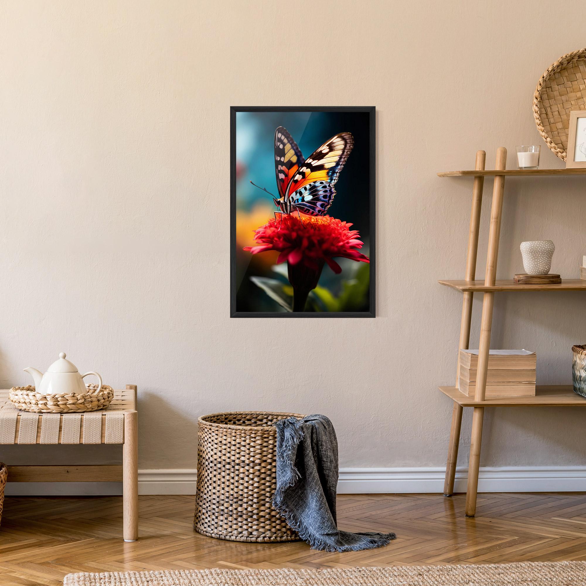 Poster Înrămat Blue Yellow Butterfly mockup 9
