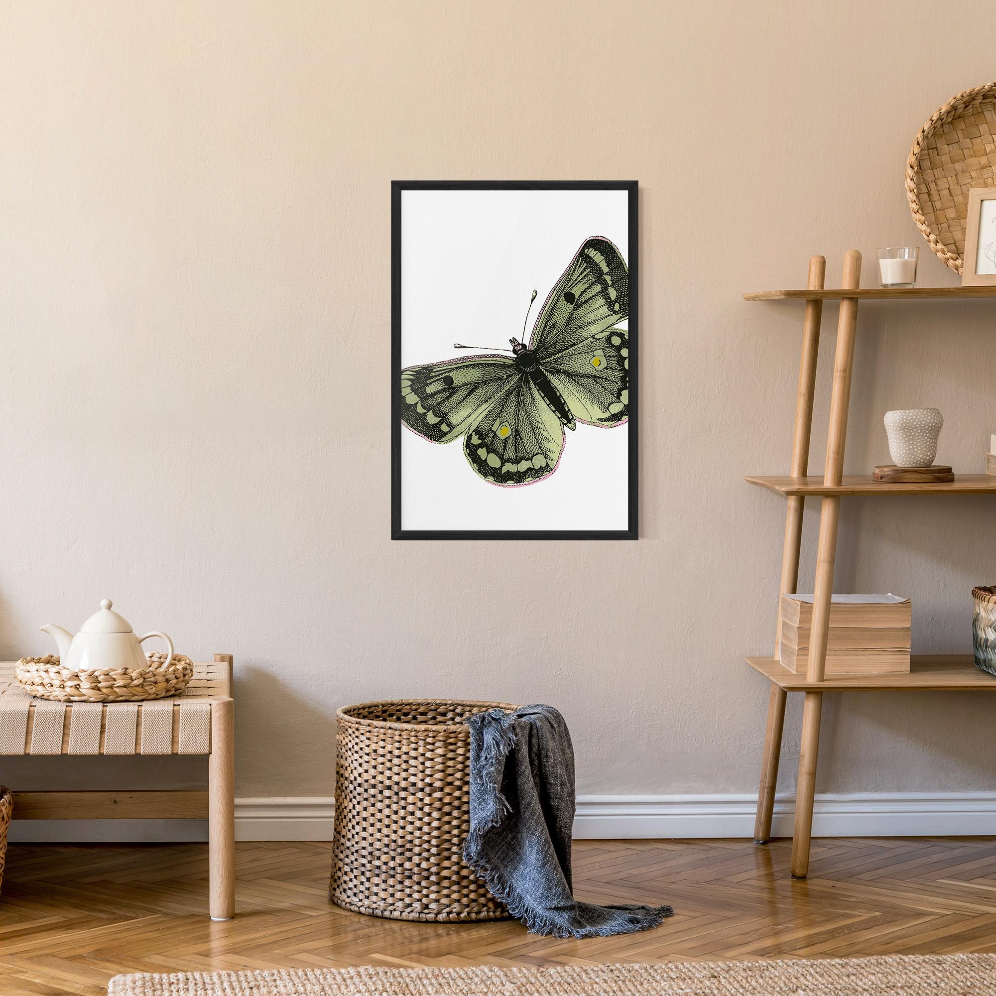 Poster Înrămat Grey Yellow Butterfly mockup 9