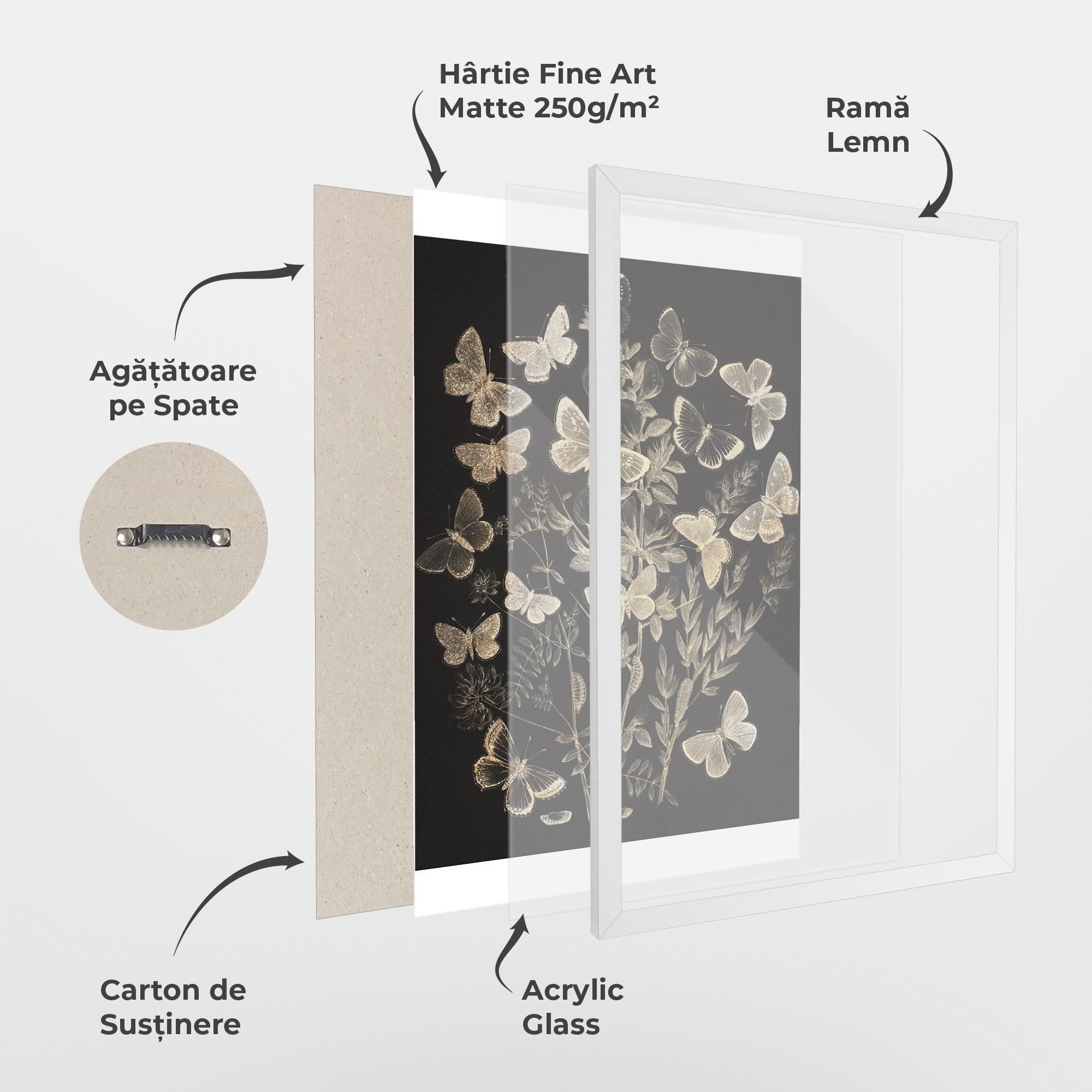 Poster Înrămat Grey Butterflies mockup 1