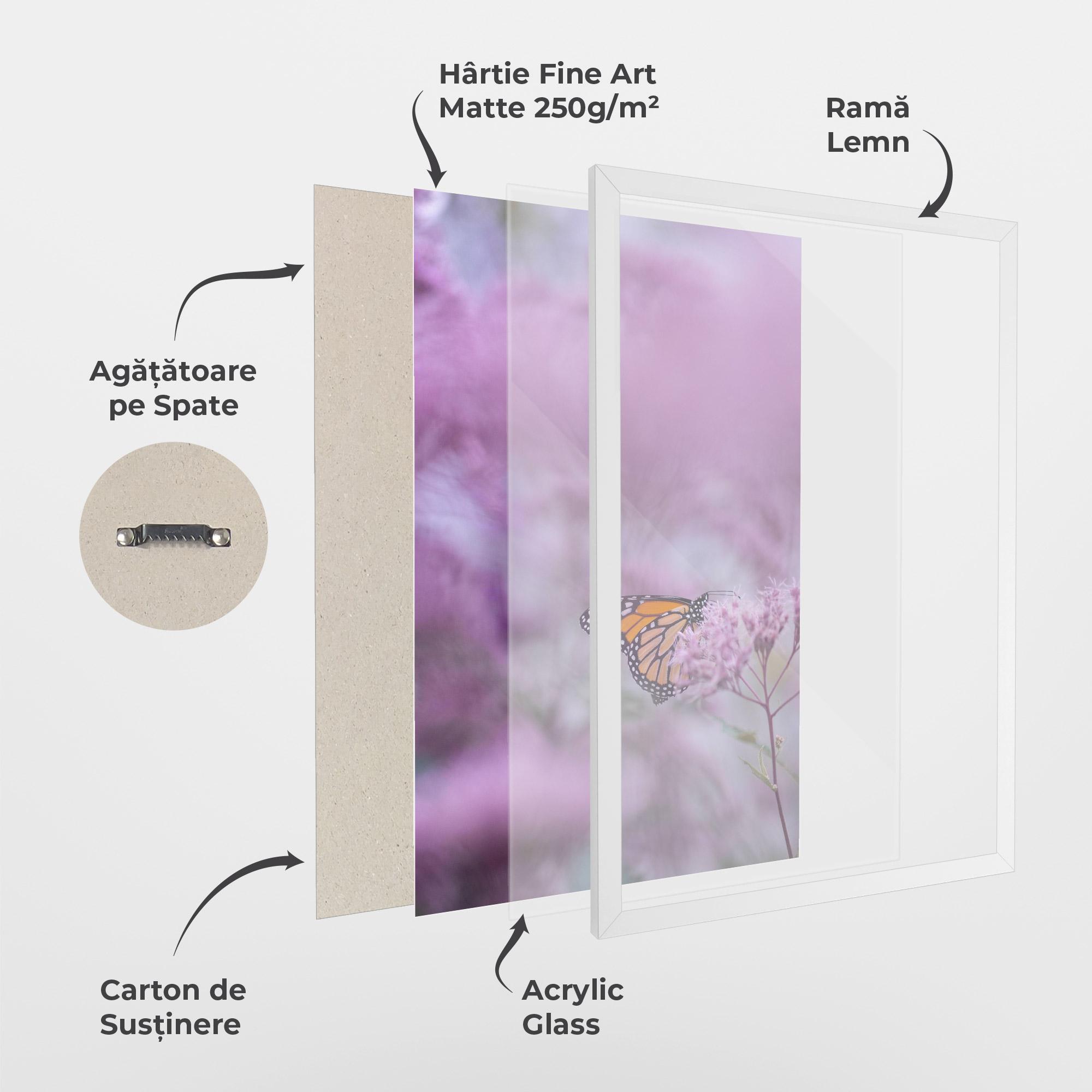 Poster Înrămat Purple Flower Butterfly mockup 1