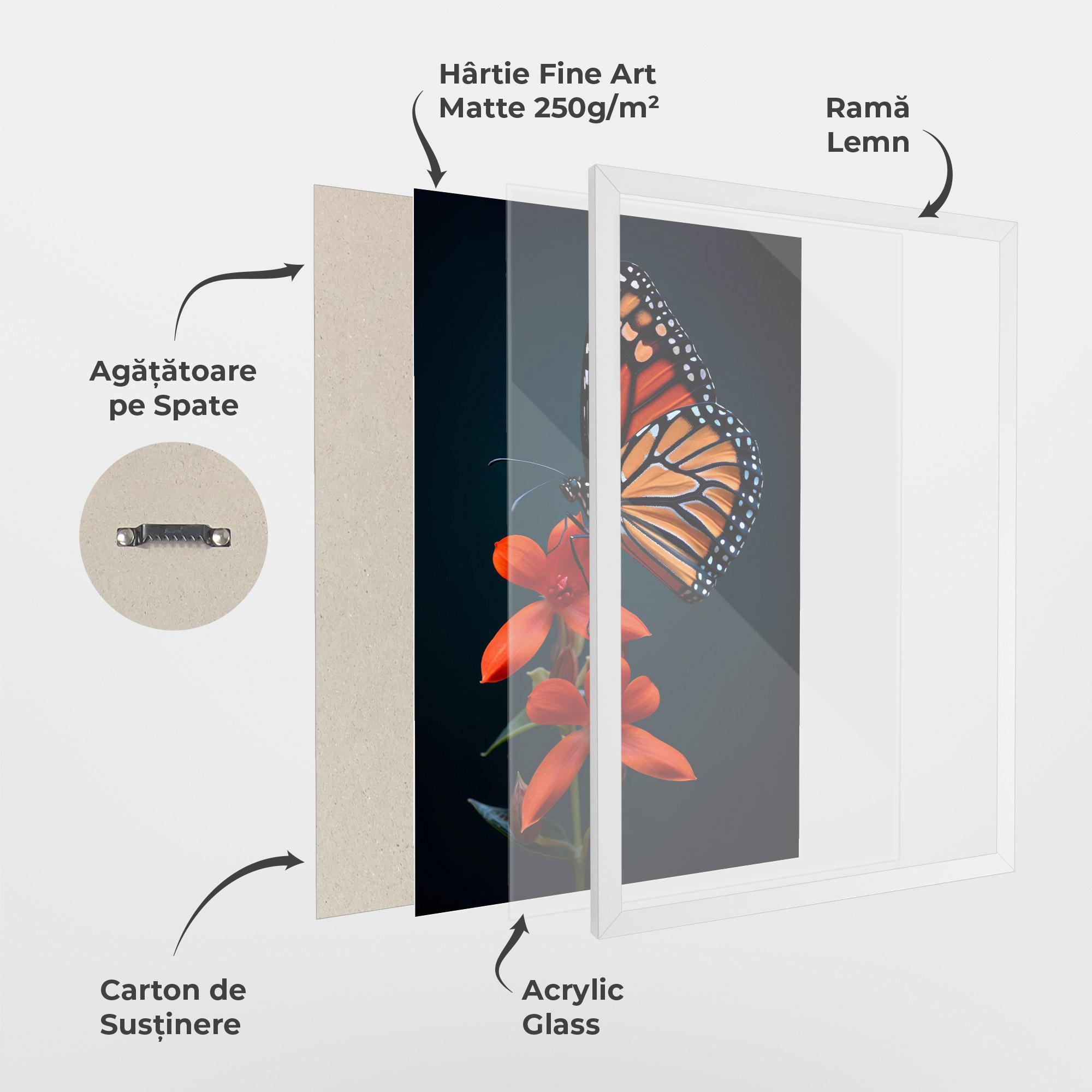 Poster Înrămat Red Flower Butterfly mockup 1