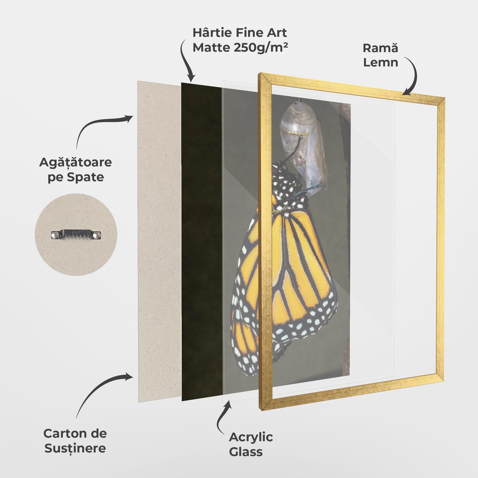 Poster Înrămat Dark Yellow Butterfly mockup 1