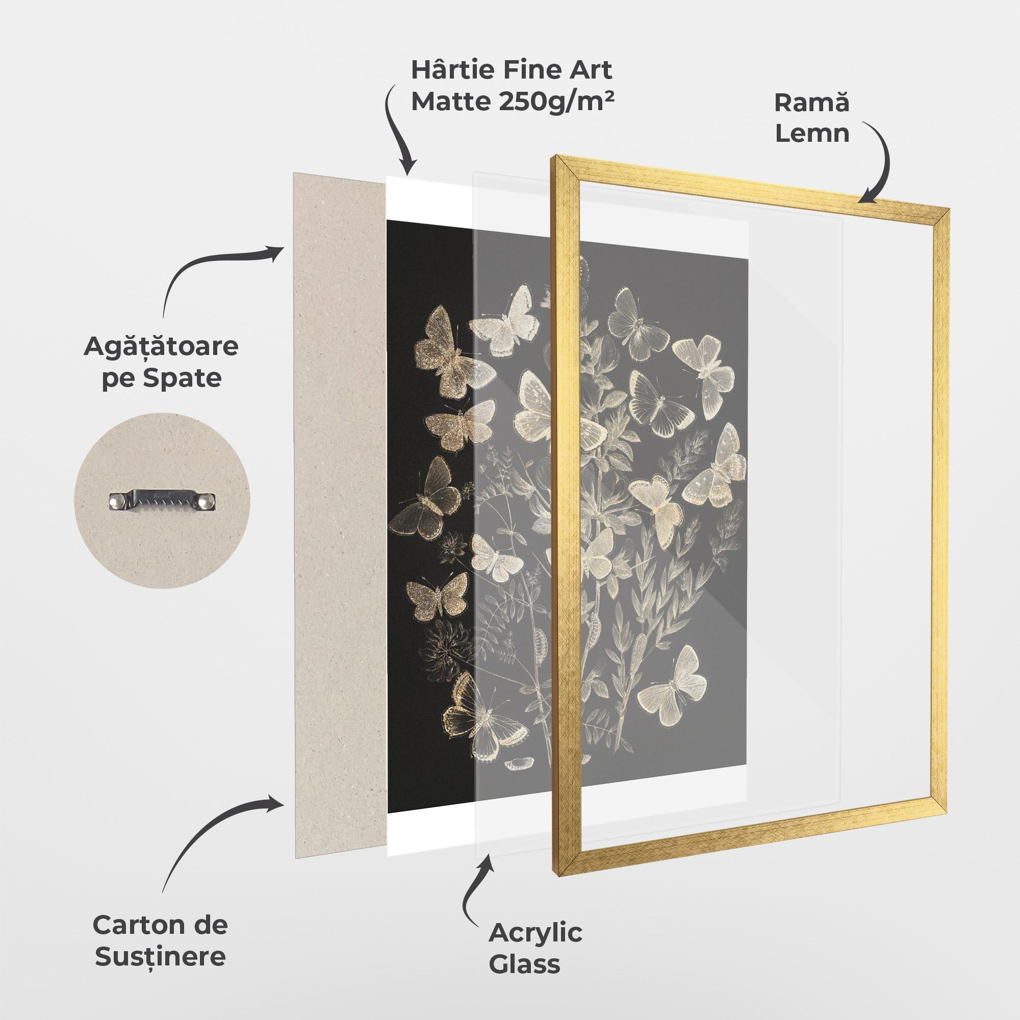 Poster Înrămat Grey Butterflies mockup 1