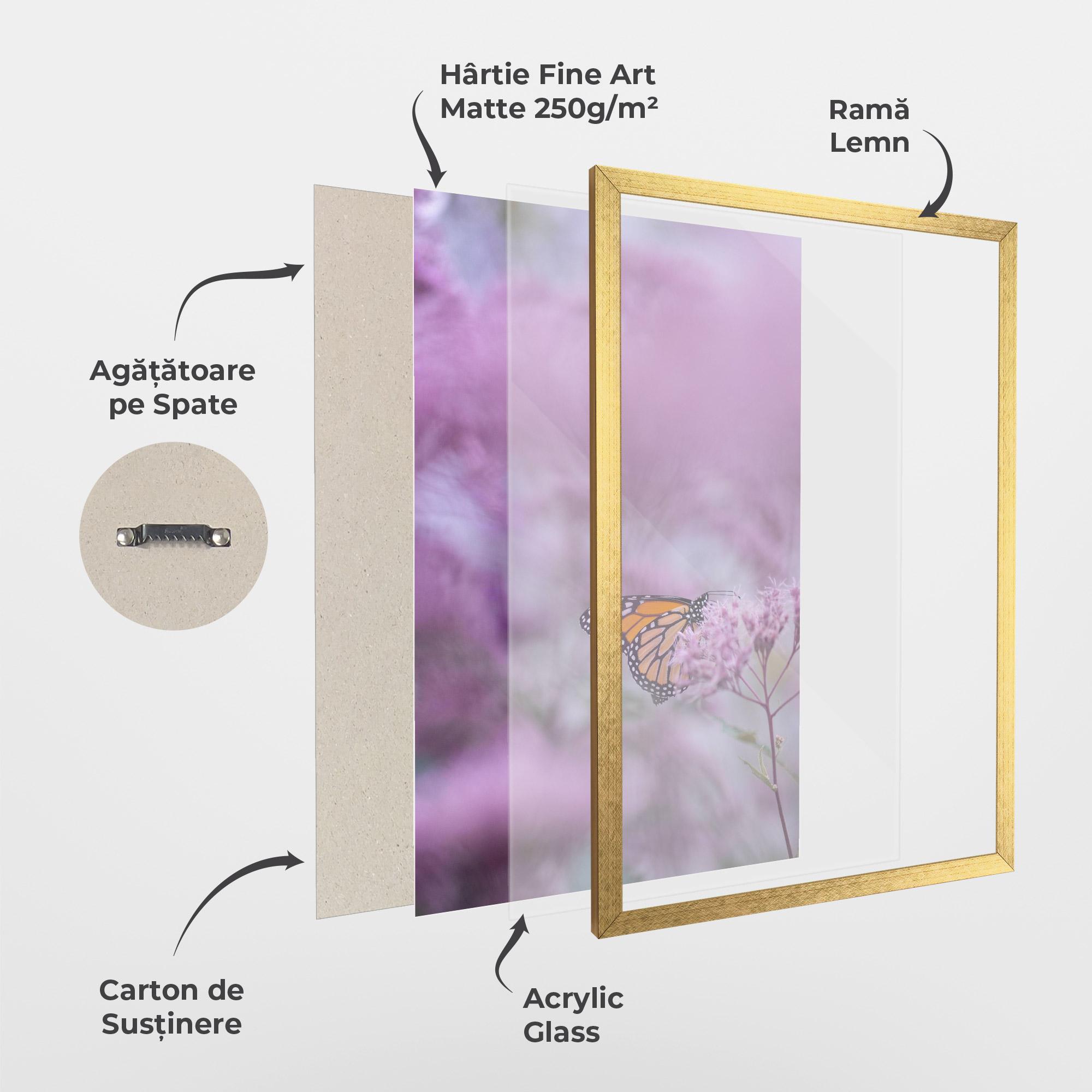 Poster Înrămat Purple Flower Butterfly mockup 1