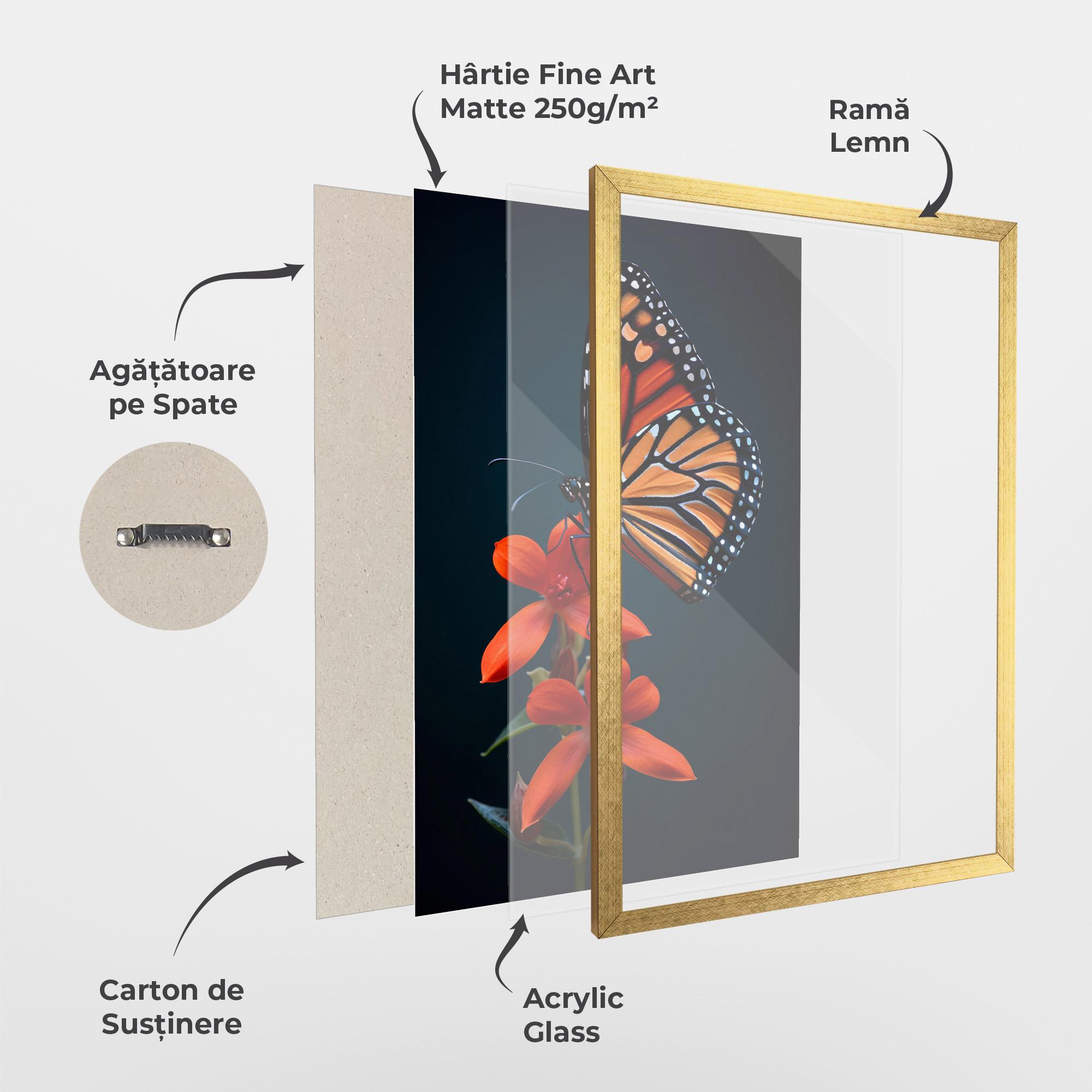Poster Înrămat Red Flower Butterfly mockup 1