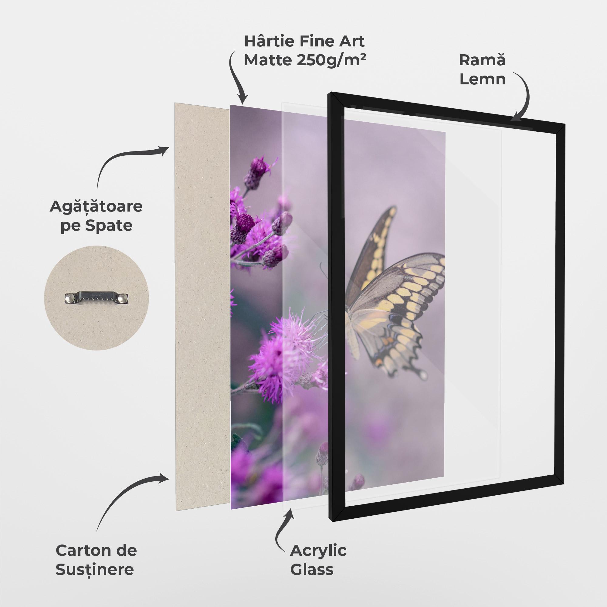 Poster Înrămat Cream Black Butterfly mockup 1