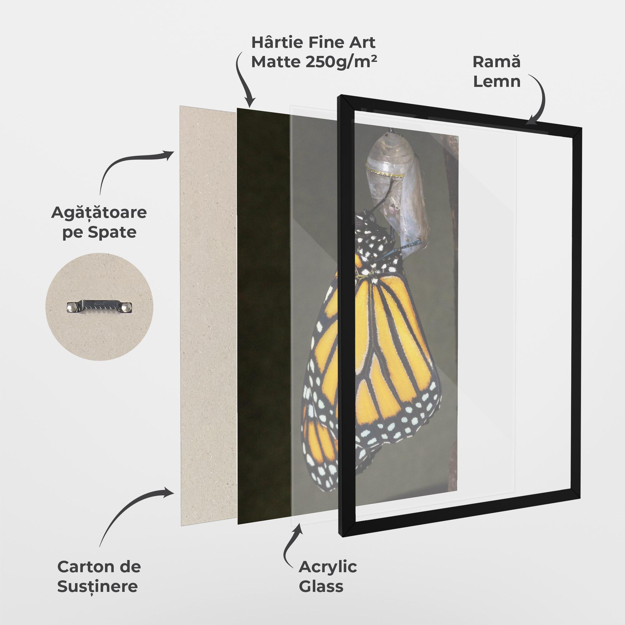 Poster Înrămat Dark Yellow Butterfly mockup 1