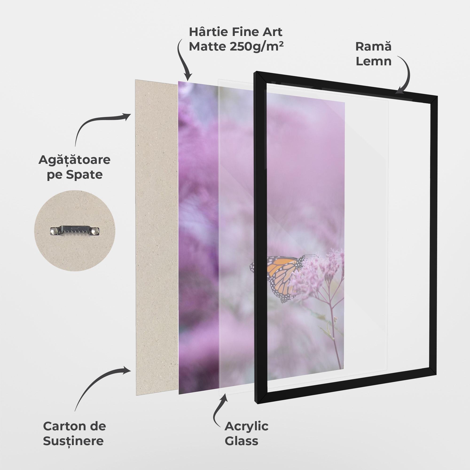 Poster Înrămat Purple Flower Butterfly mockup 1