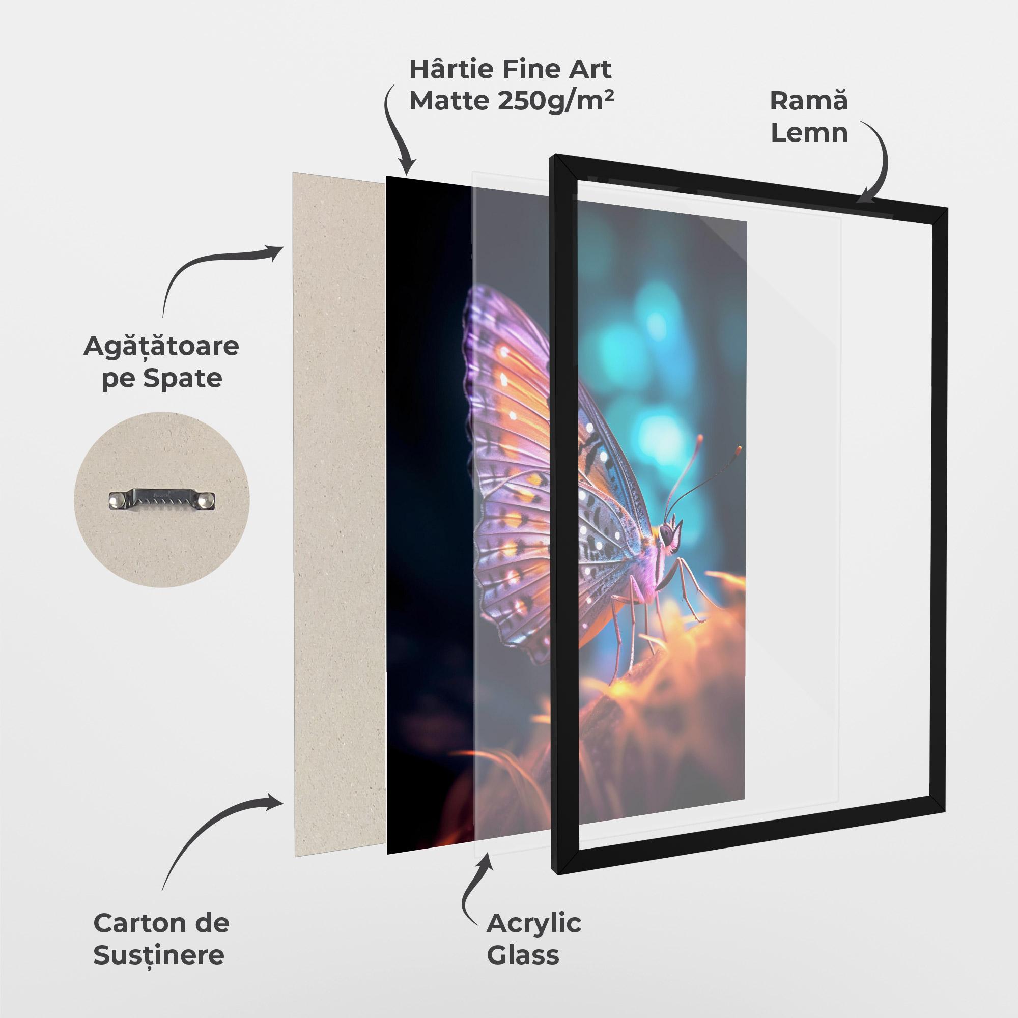 Poster Înrămat Purple Orange Butterfly mockup 1