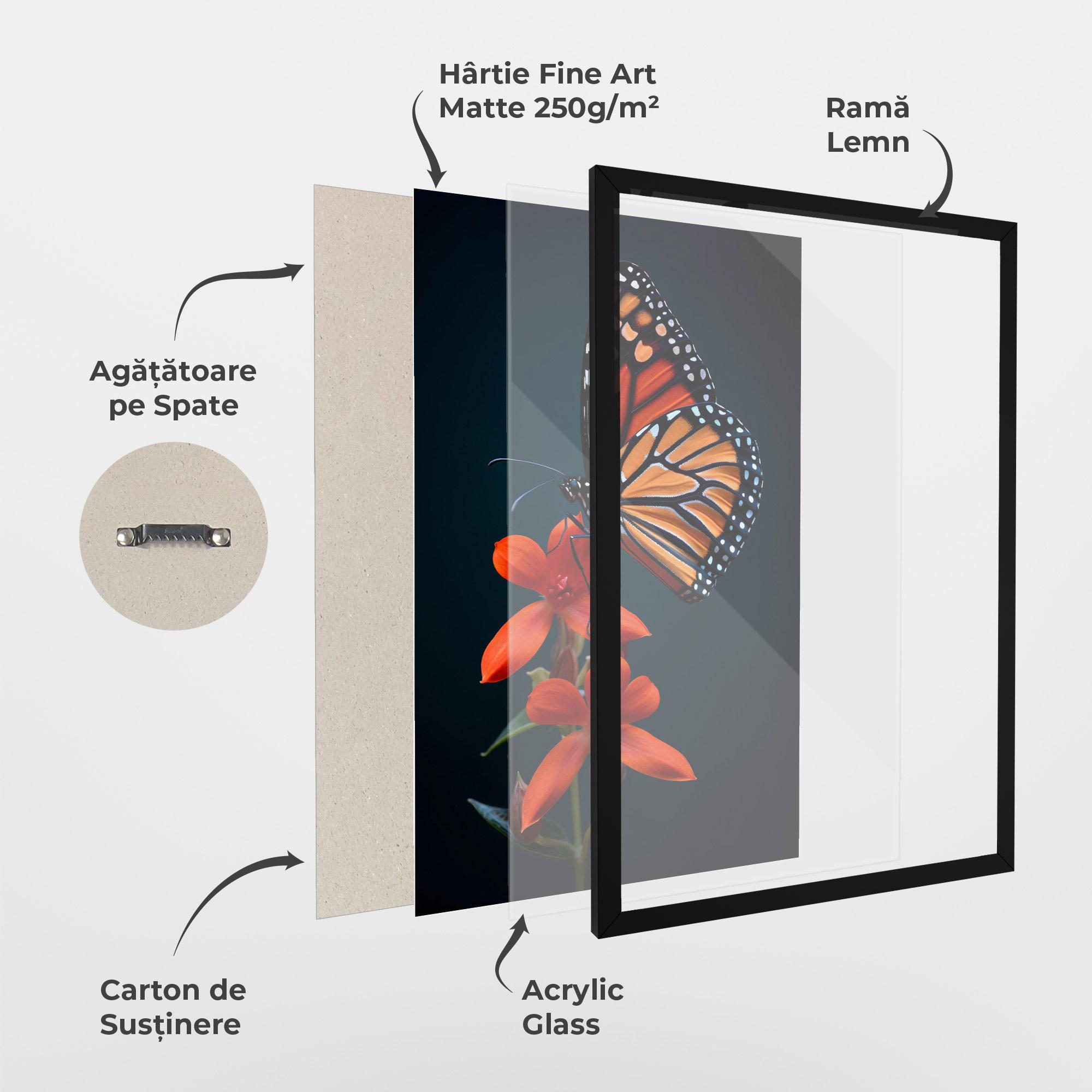 Poster Înrămat Red Flower Butterfly mockup 1