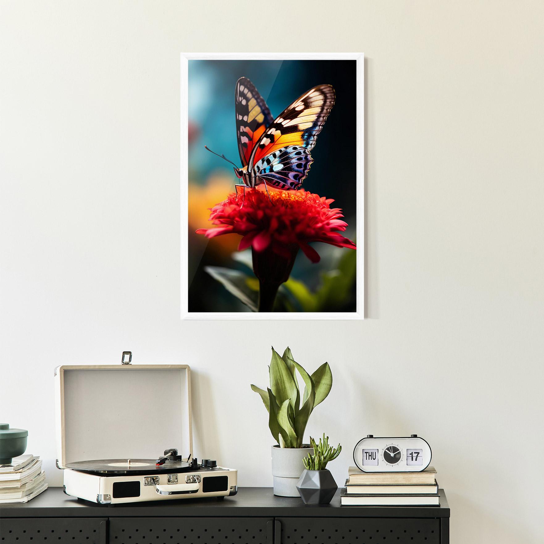 Poster Înrămat Blue Yellow Butterfly mockup 2