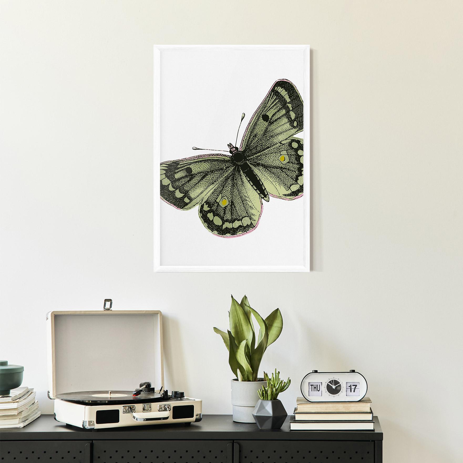 Poster Înrămat Grey Yellow Butterfly mockup 2