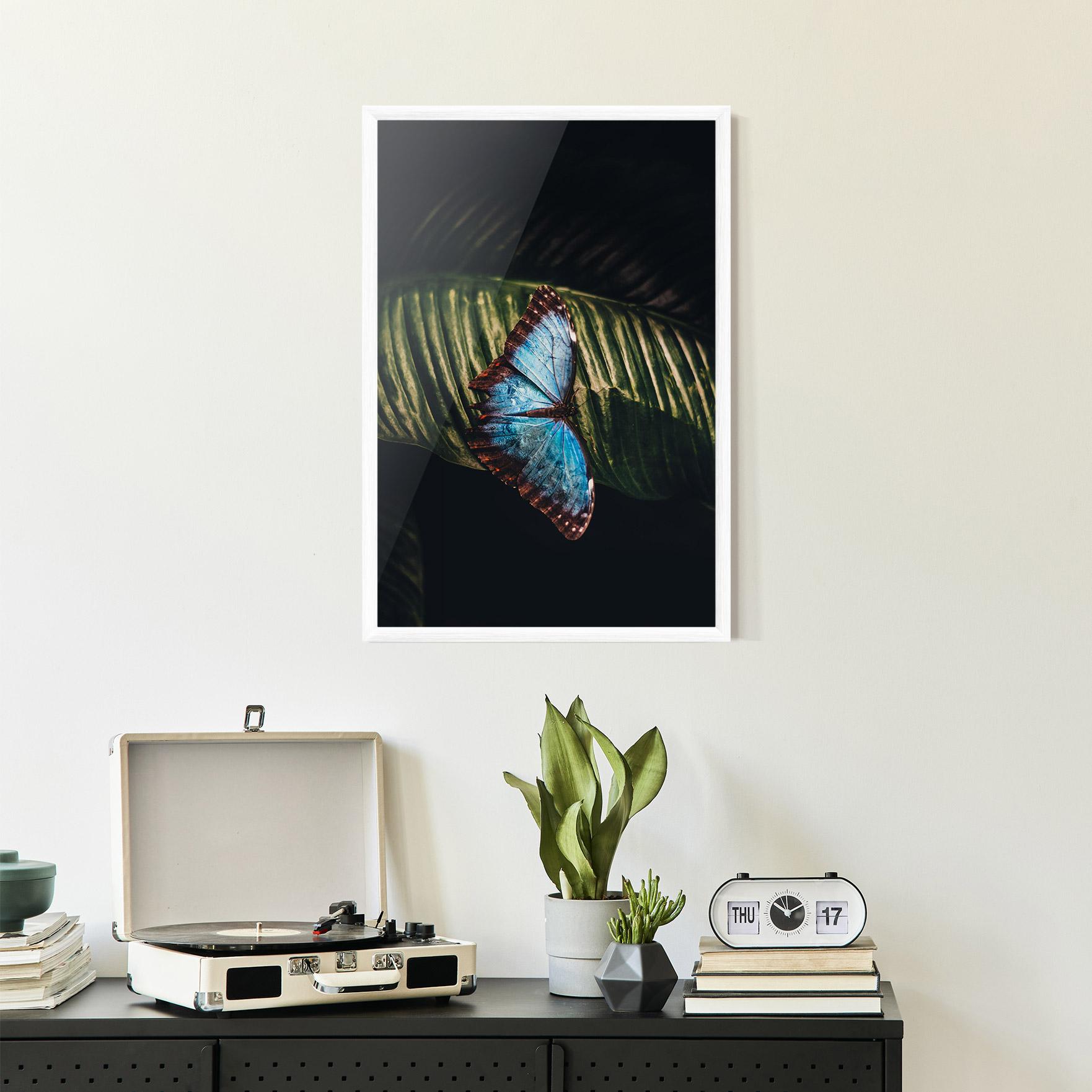 Poster Înrămat Light Blue Butterfly mockup 2