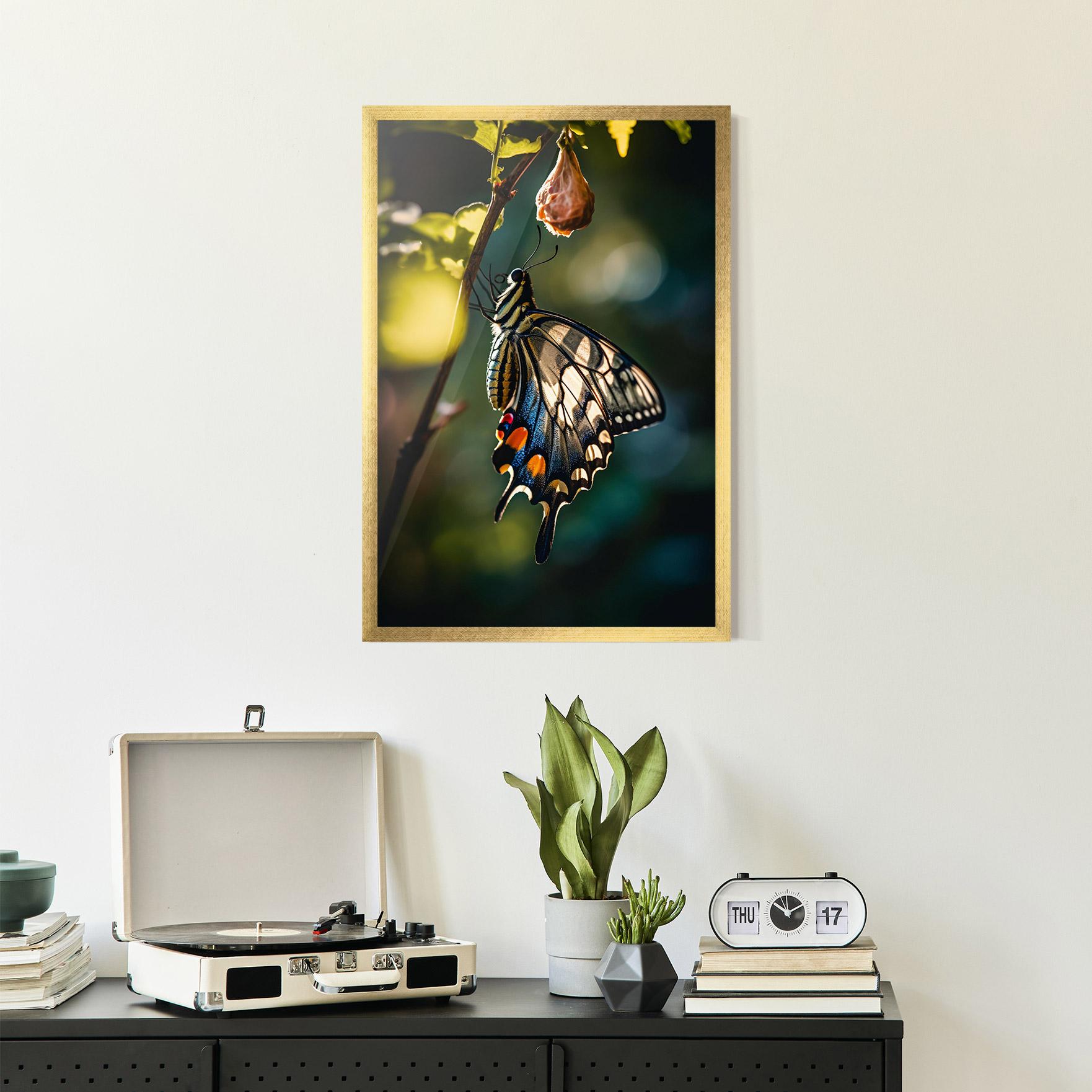 Poster Înrămat Blue Cream Butterfly mockup 2