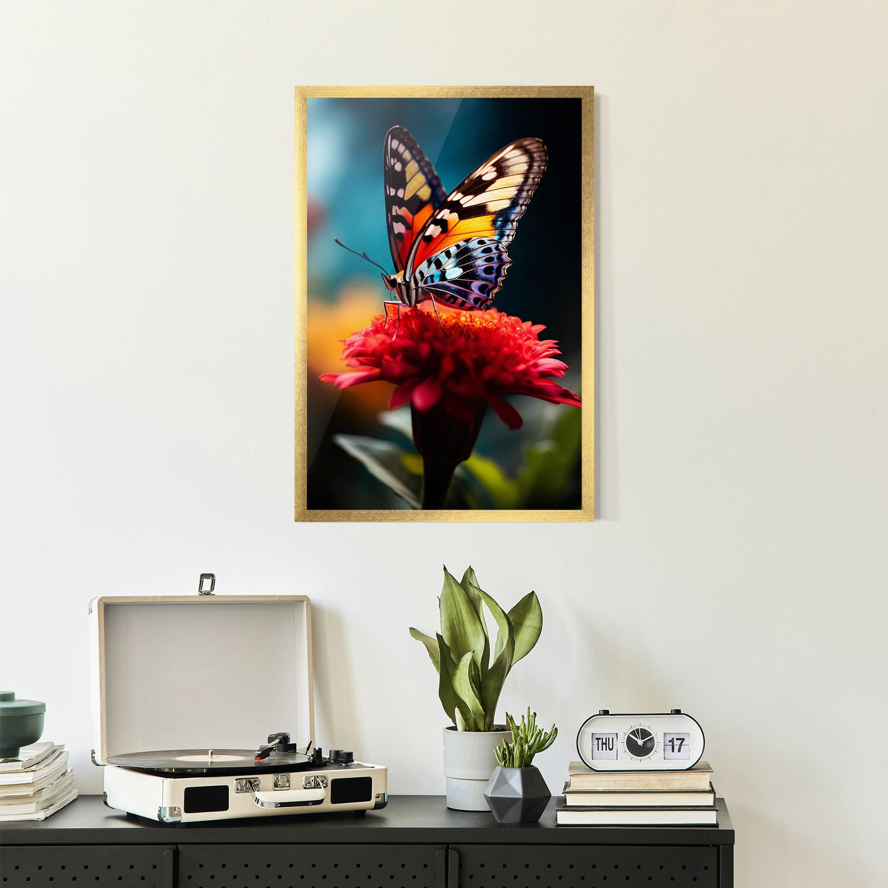 Poster Înrămat Blue Yellow Butterfly mockup 2