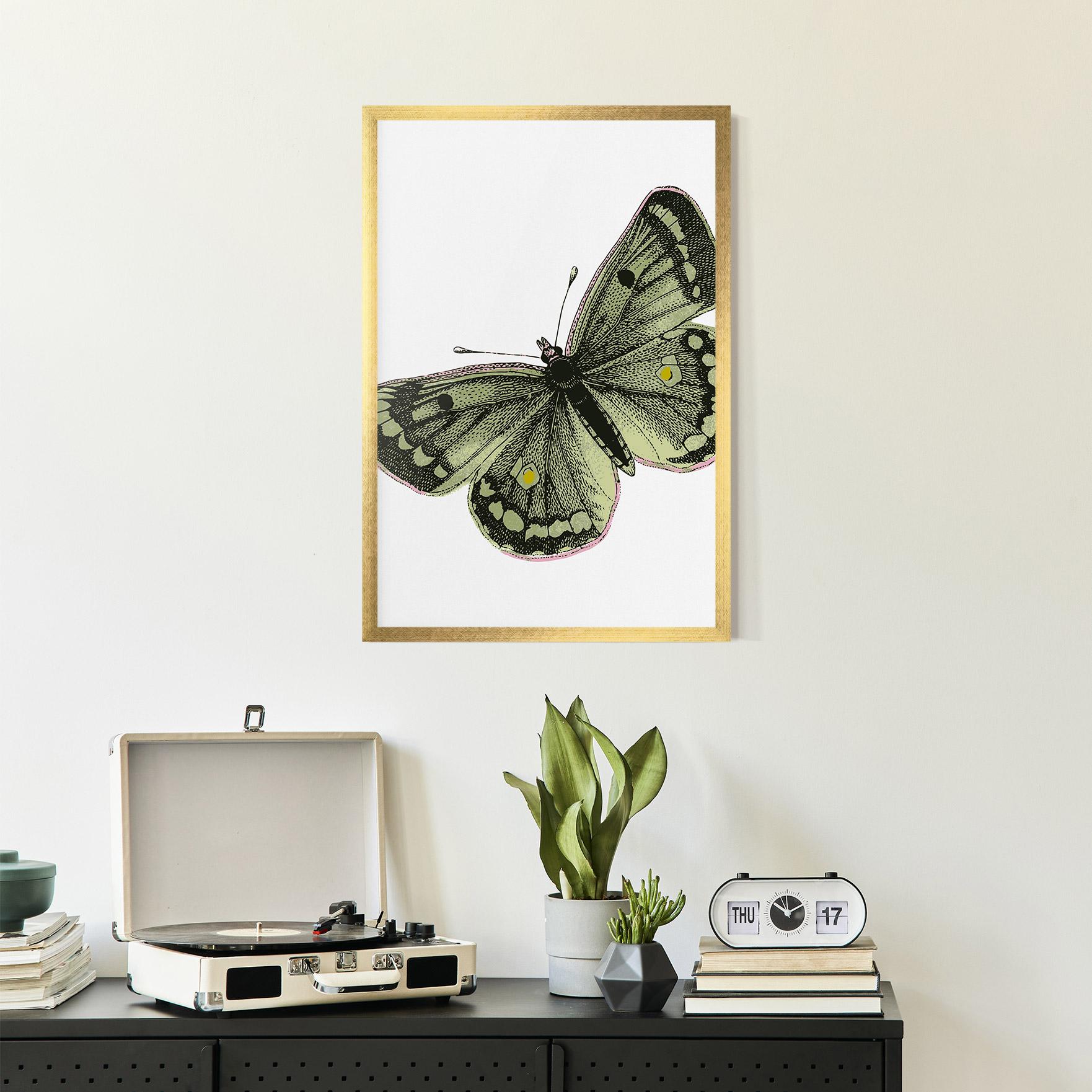 Poster Înrămat Grey Yellow Butterfly mockup 2