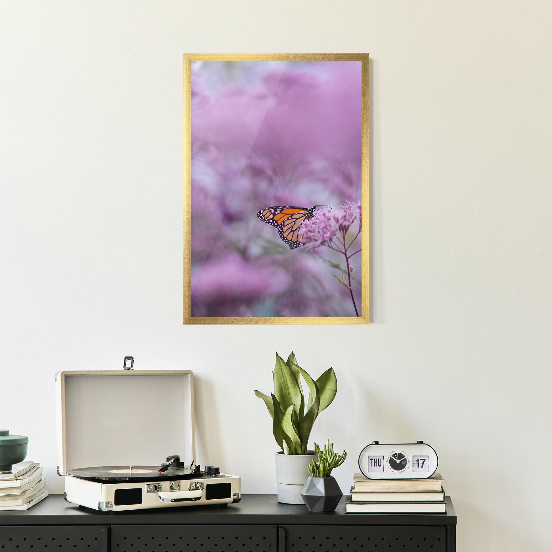 Poster Înrămat Purple Flower Butterfly mockup 2