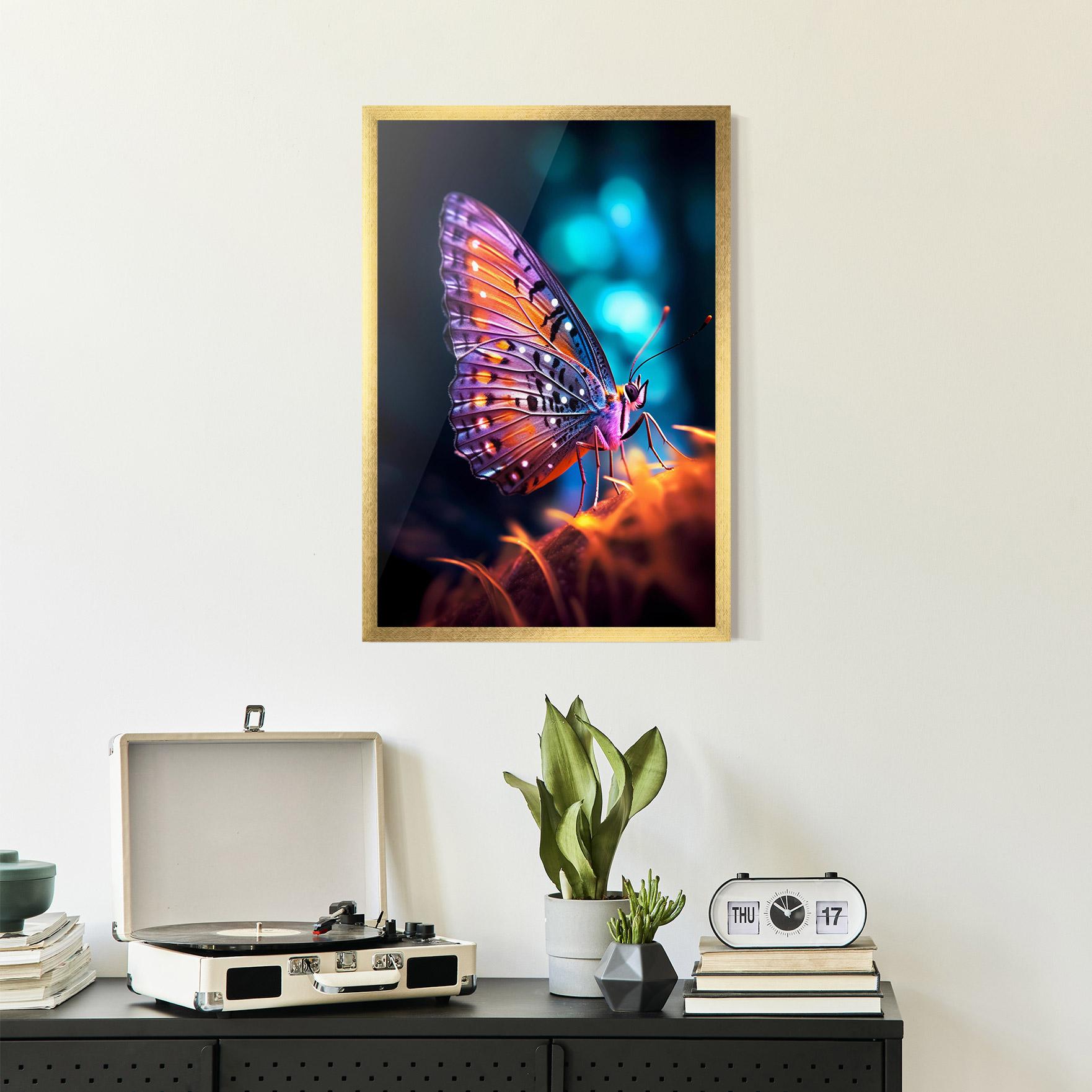 Poster Înrămat Purple Orange Butterfly mockup 2