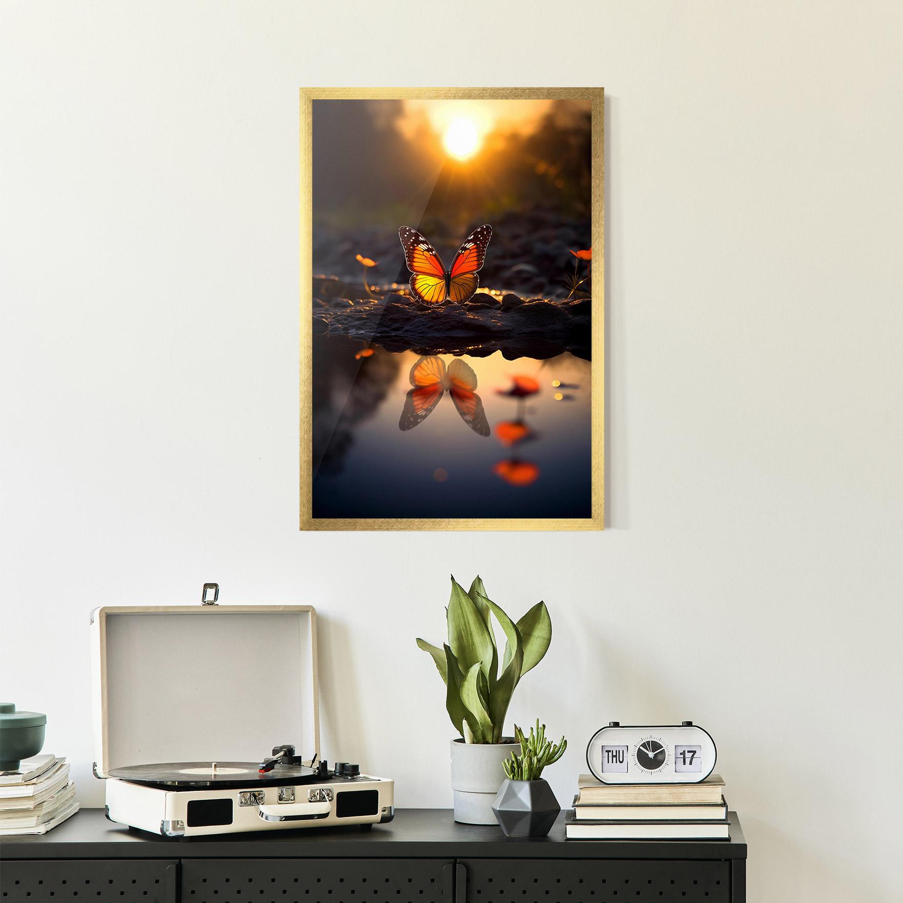 Poster Înrămat Sun Water Butterfly mockup 2