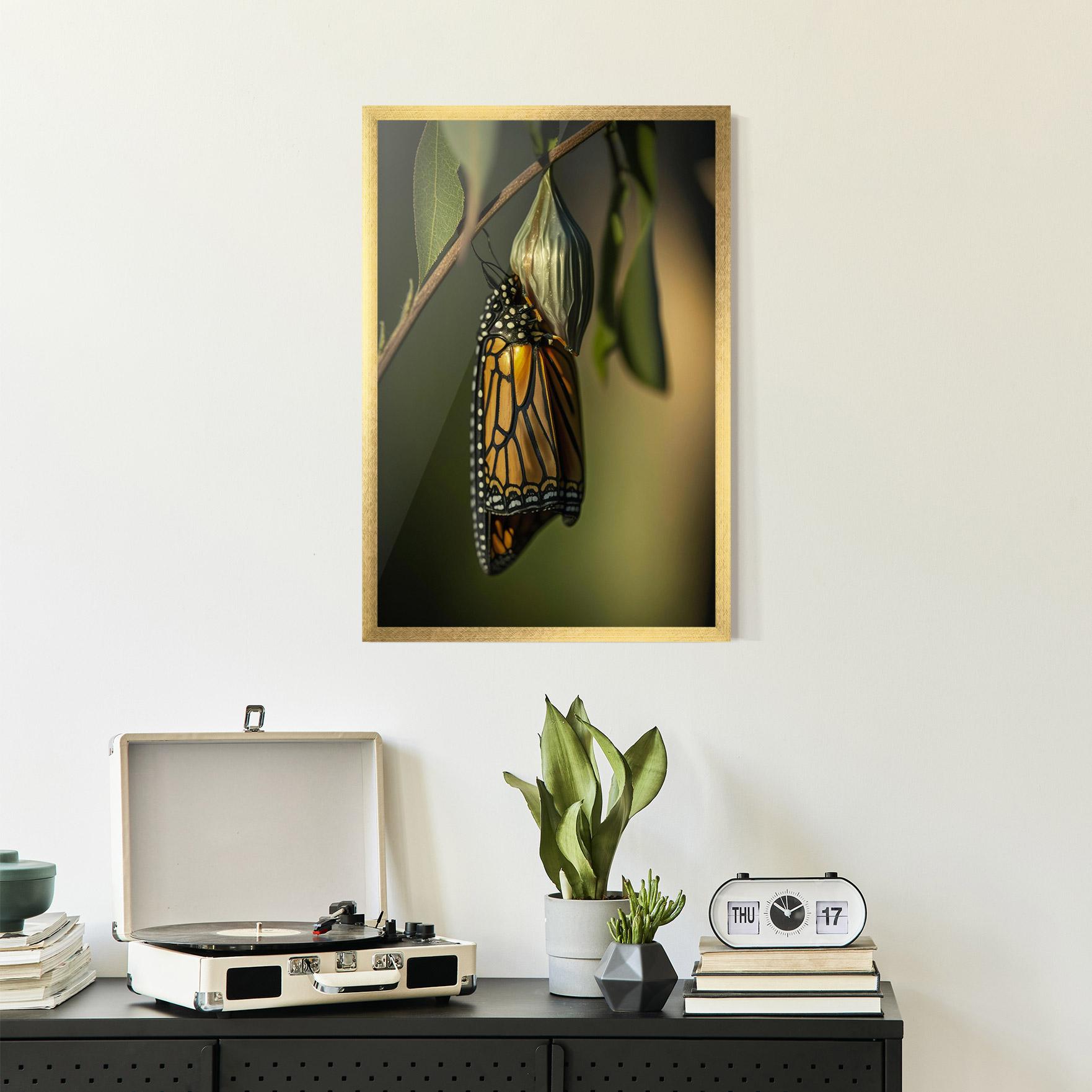Poster Înrămat Yellow Black Butterfly mockup 2