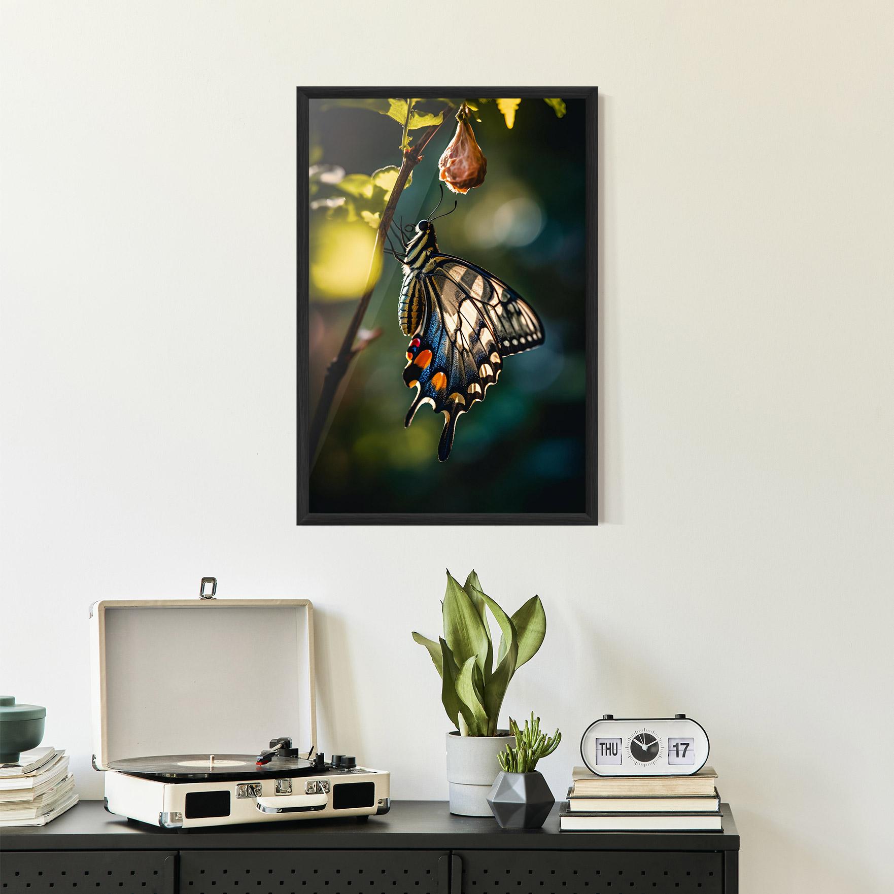 Poster Înrămat Blue Cream Butterfly mockup 2