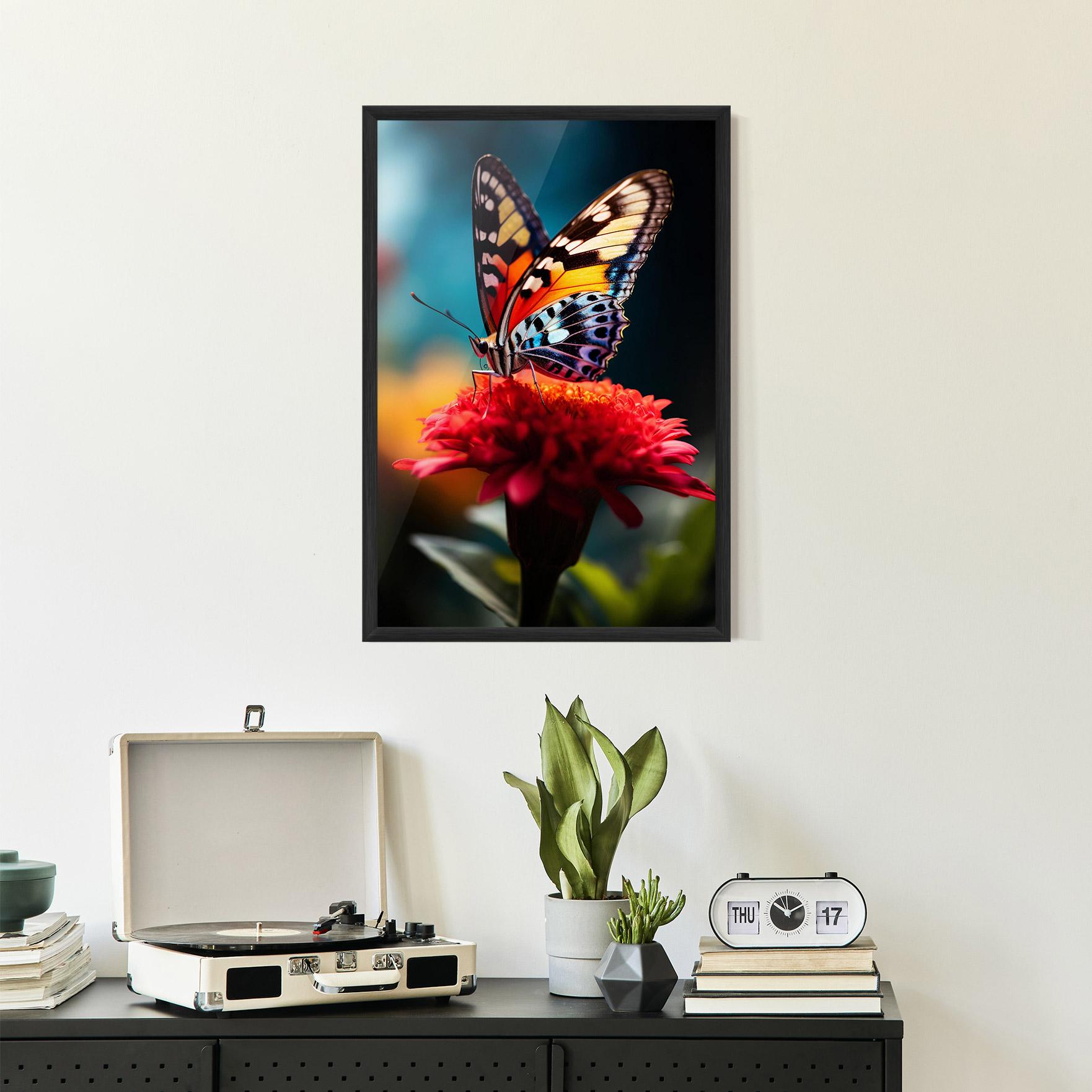 Poster Înrămat Blue Yellow Butterfly mockup 2