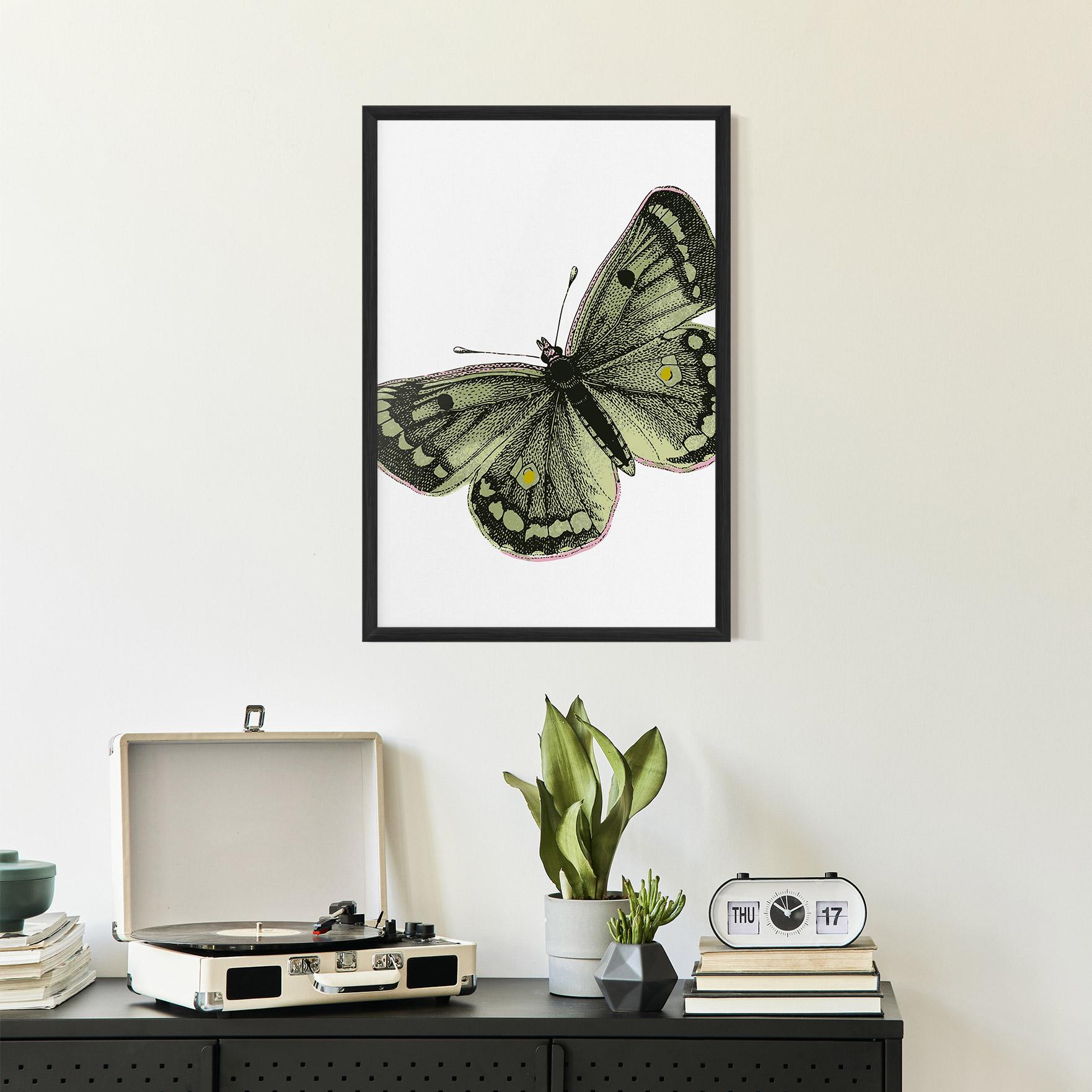 Poster Înrămat Grey Yellow Butterfly mockup 2