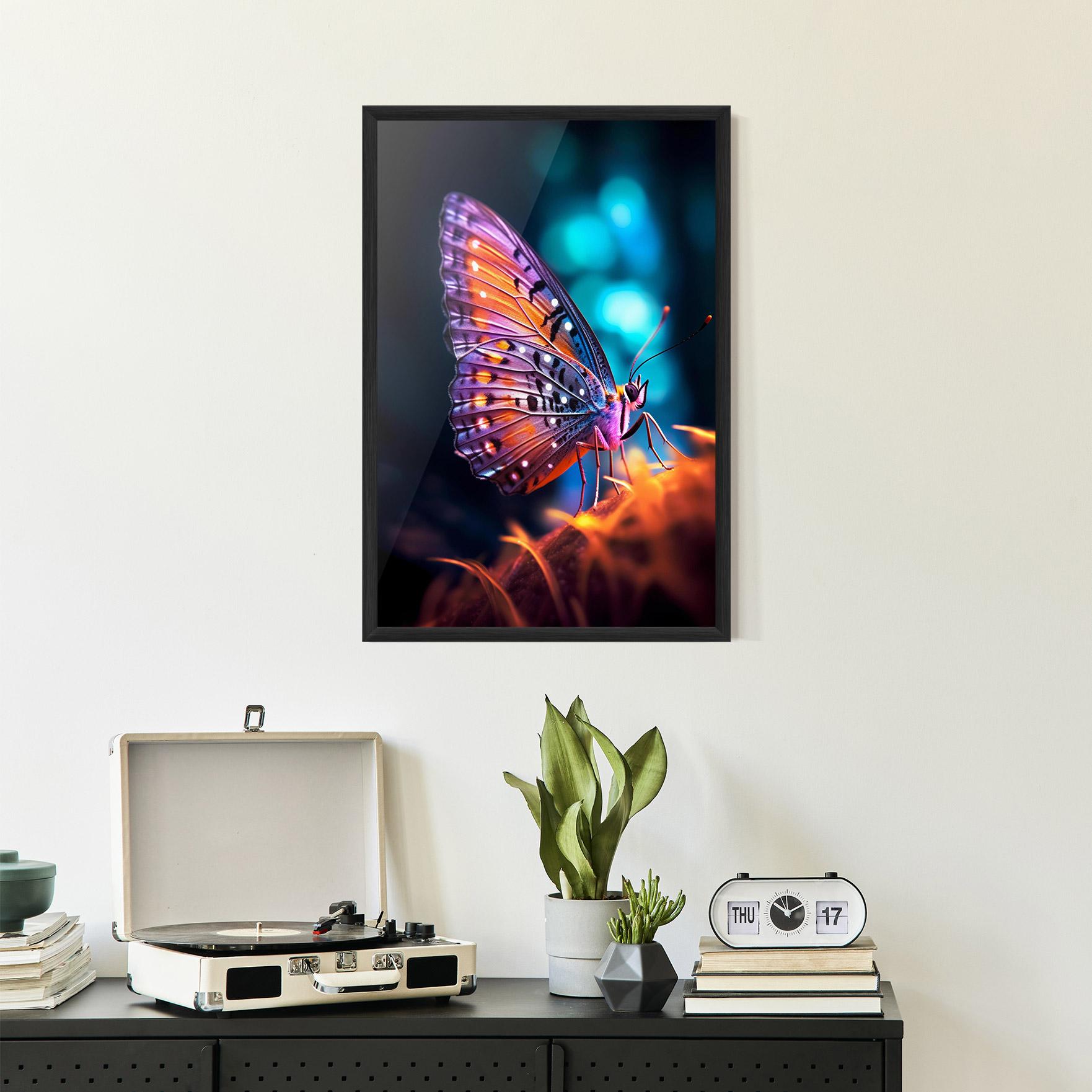 Poster Înrămat Purple Orange Butterfly mockup 2
