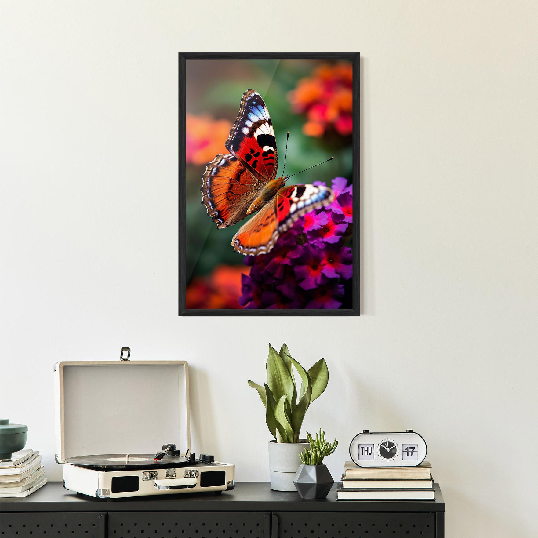 Poster Înrămat Red Blue Butterfly mockup 2