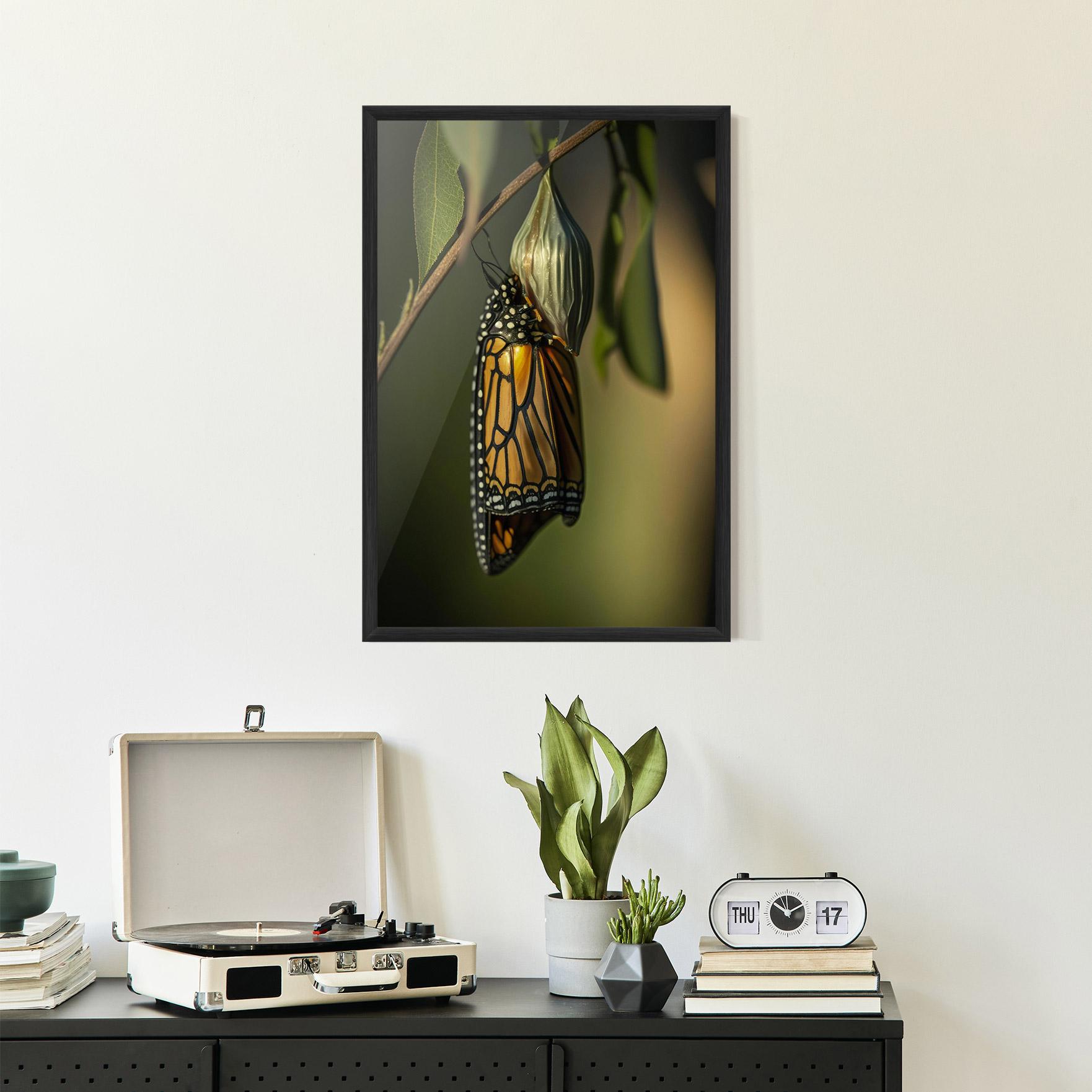 Poster Înrămat Yellow Black Butterfly mockup 2