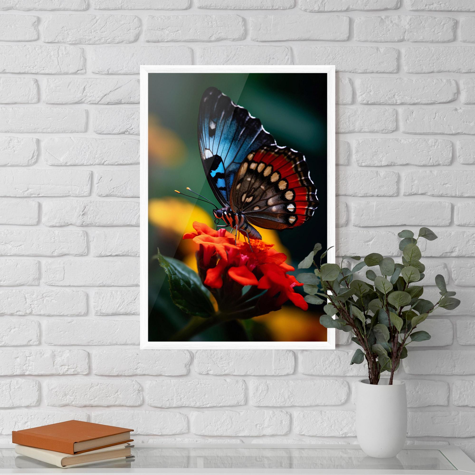 Poster Înrămat Blue Red Butterfly mockup 5