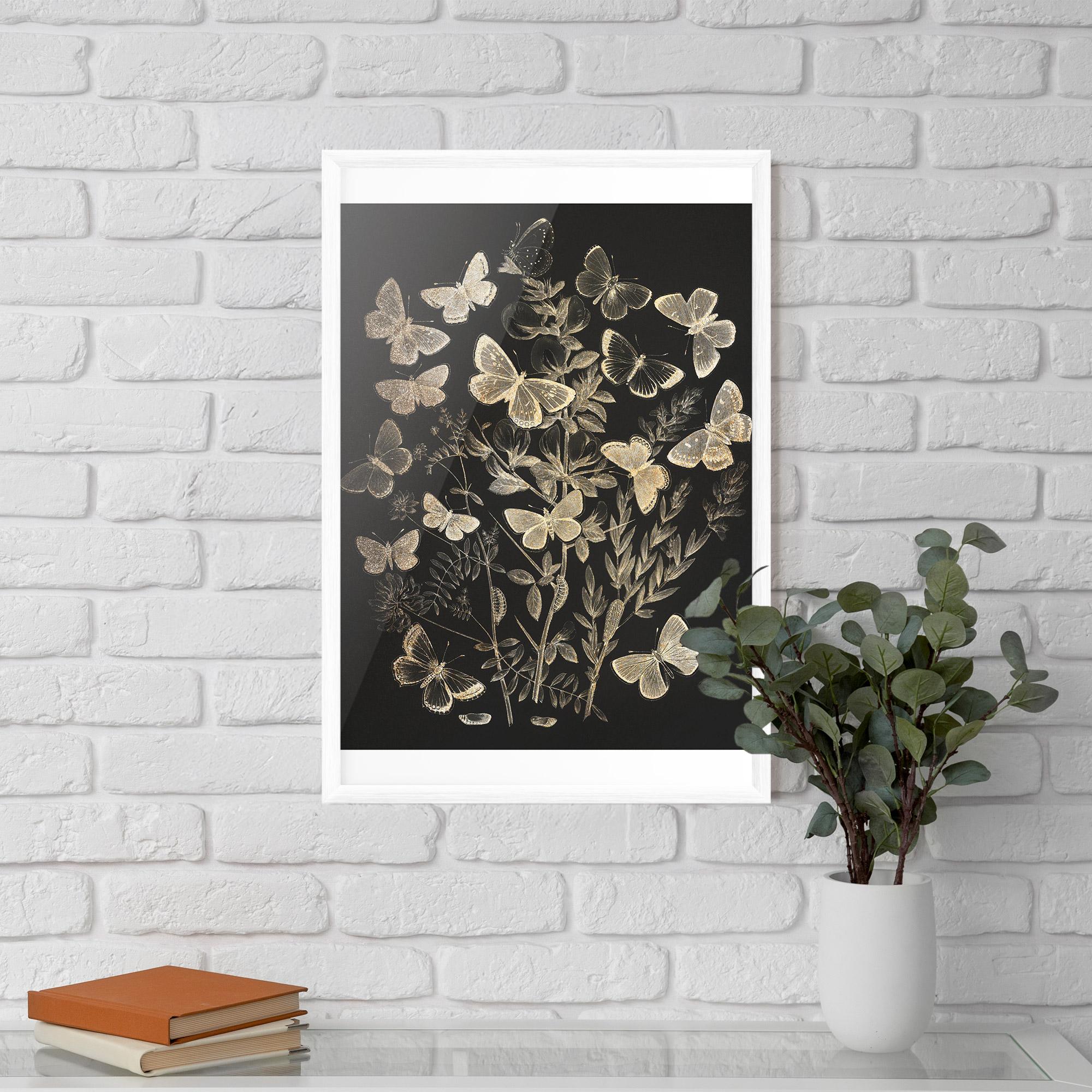 Poster Înrămat Grey Butterflies mockup 5